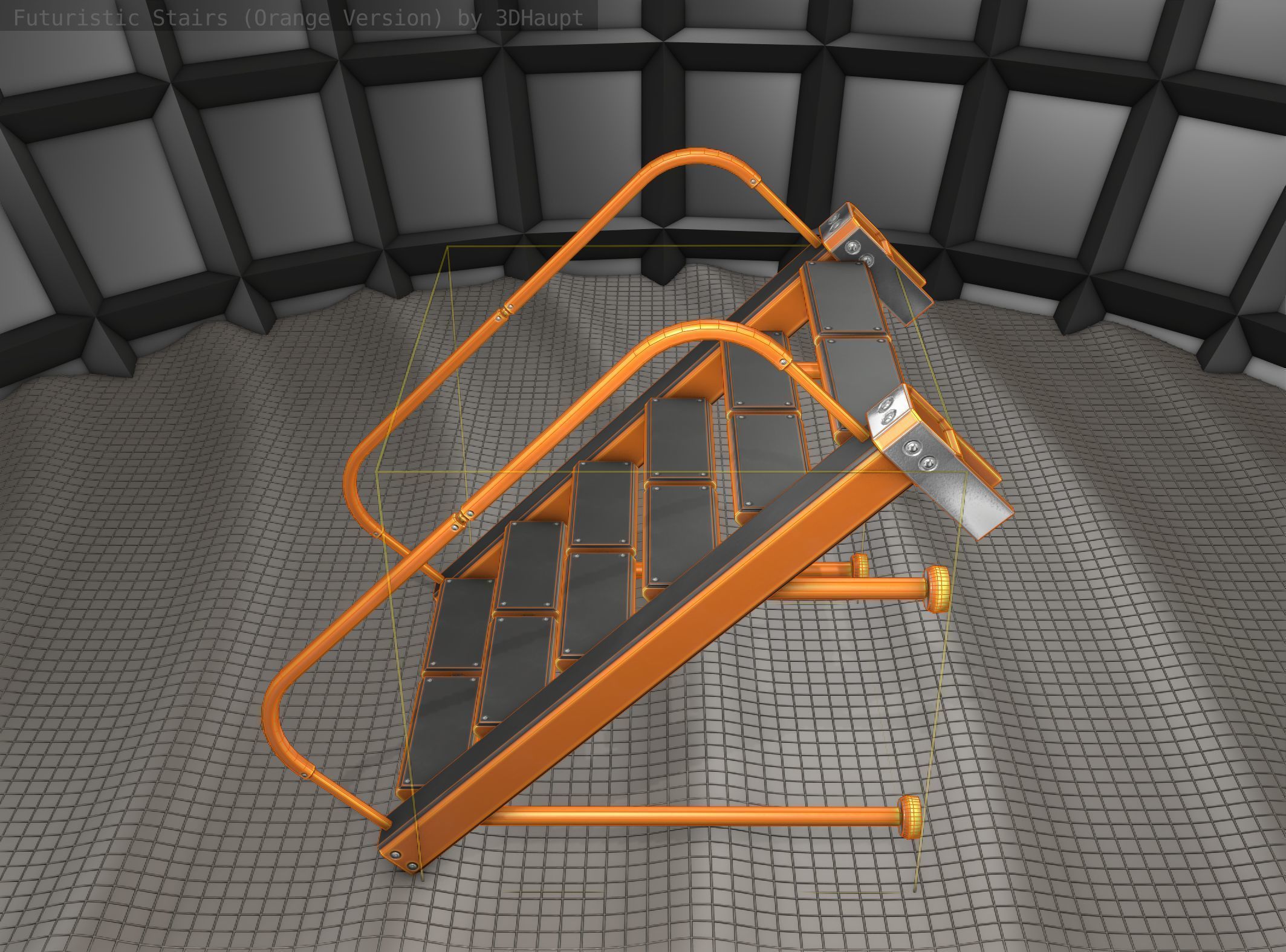 Sci-Fi Stairs - 17 - Orange Version Low-poly 3D model_2