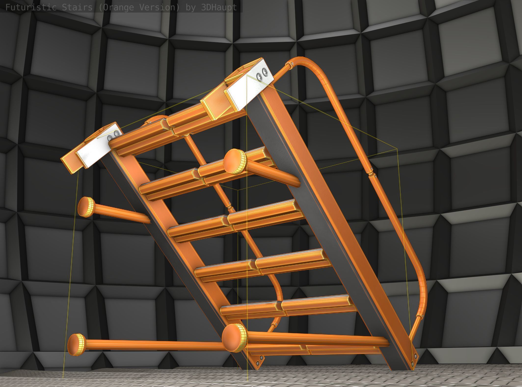 Sci-Fi Stairs - 17 - Orange Version Low-poly 3D model_21