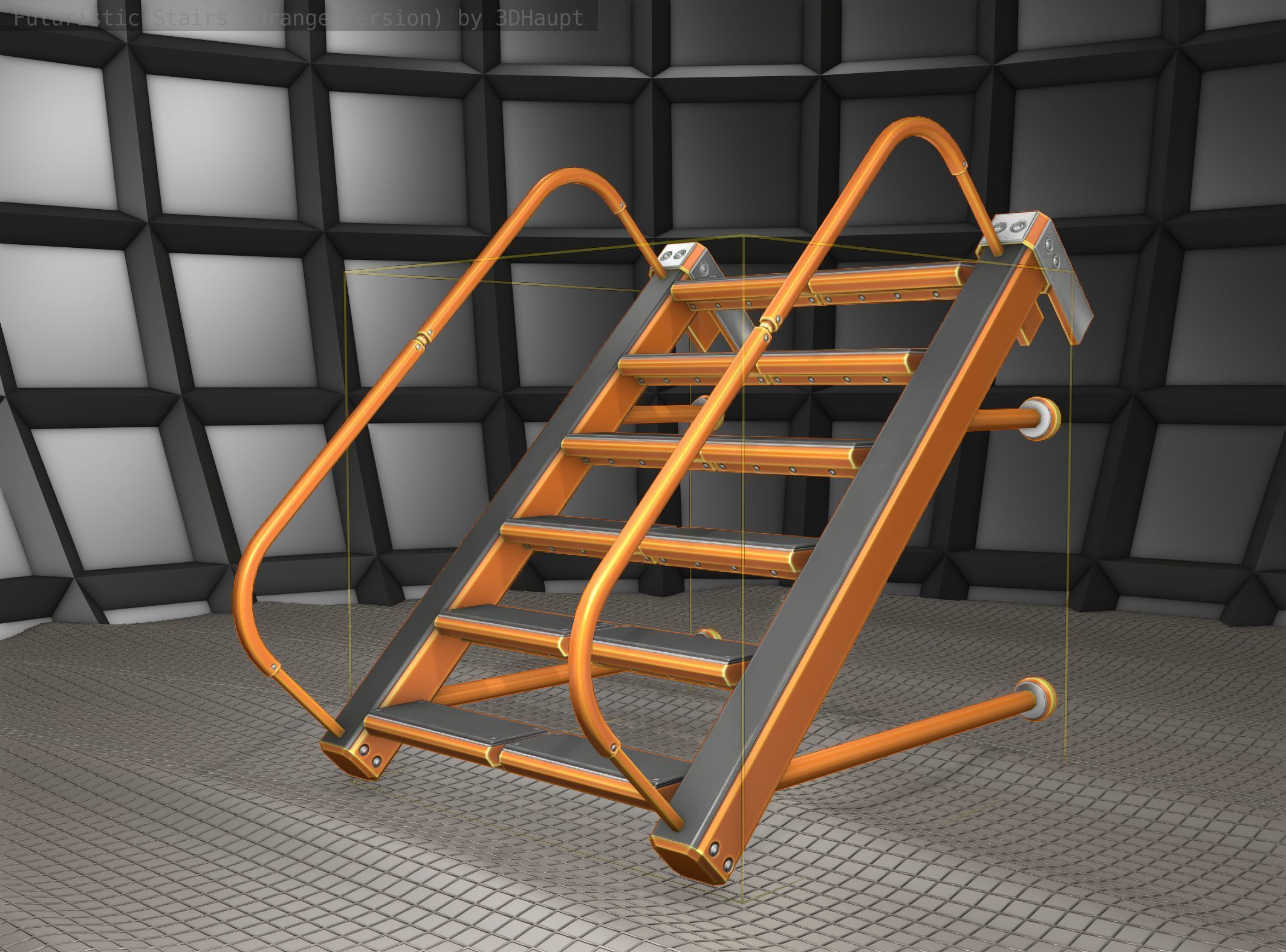 Sci-Fi Stairs - 17 - Orange Version Low-poly 3D model_10