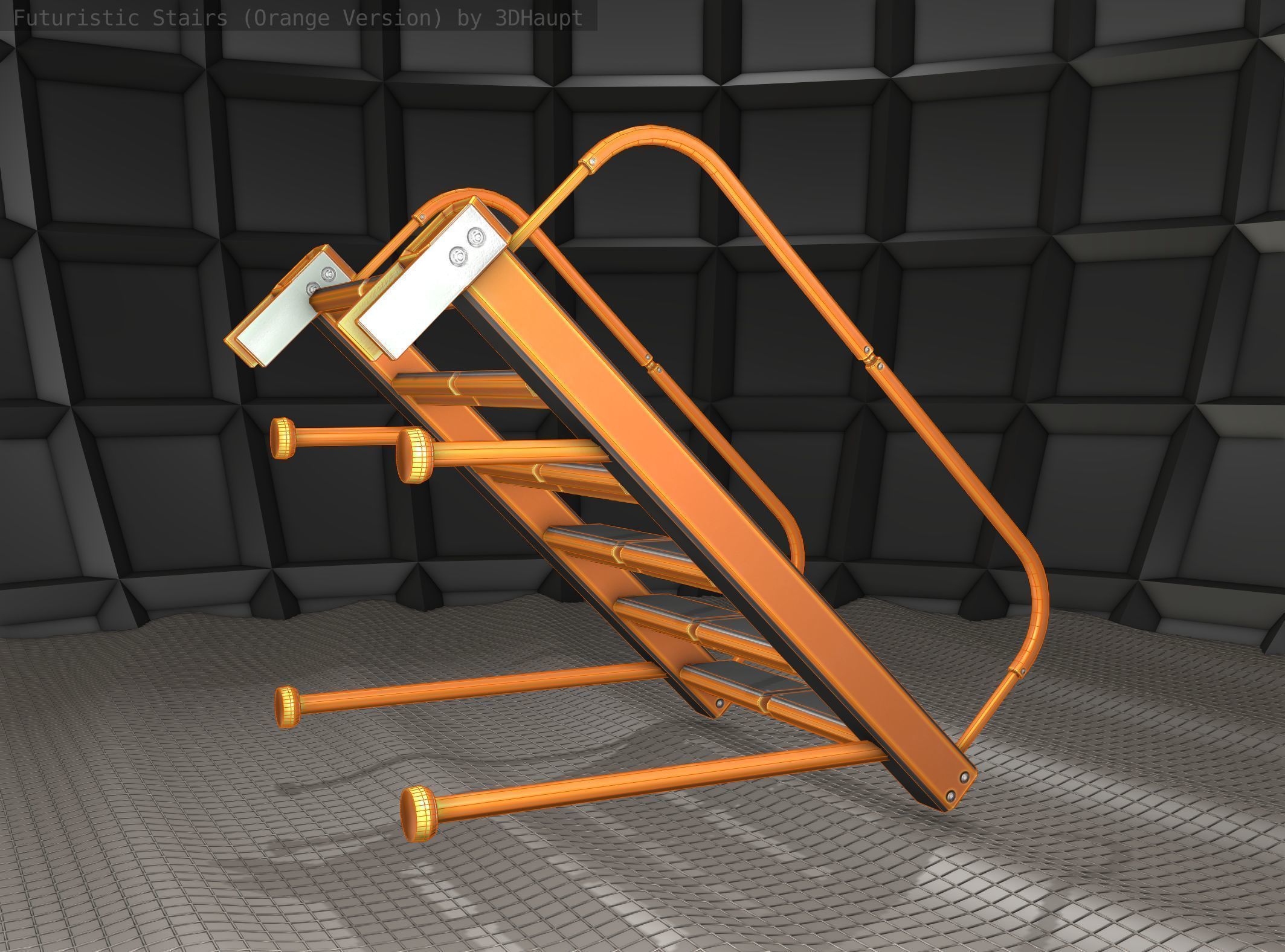 Sci-Fi Stairs - 17 - Orange Version Low-poly 3D model_13