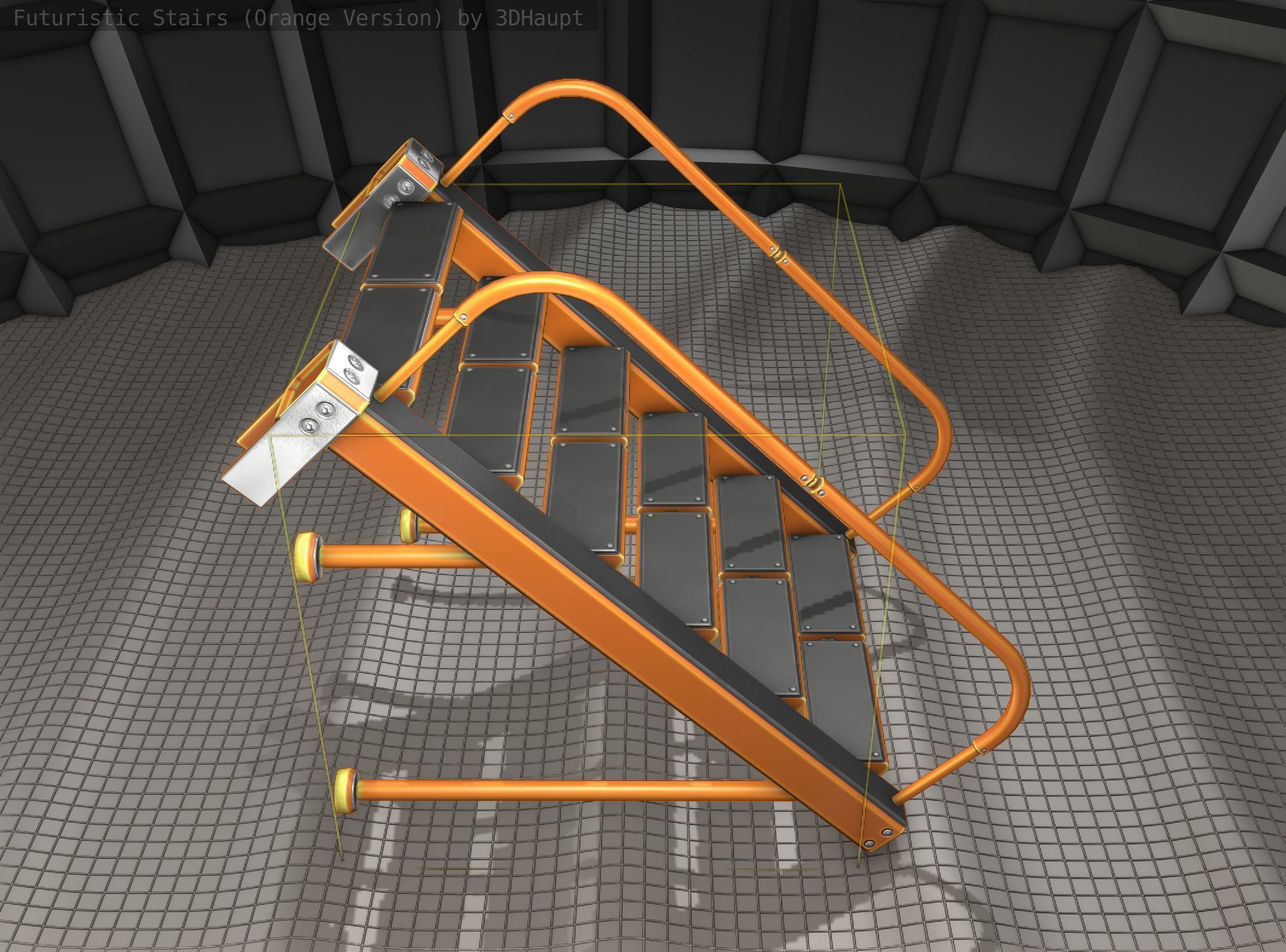 Sci-Fi Stairs - 17 - Orange Version Low-poly 3D model_6