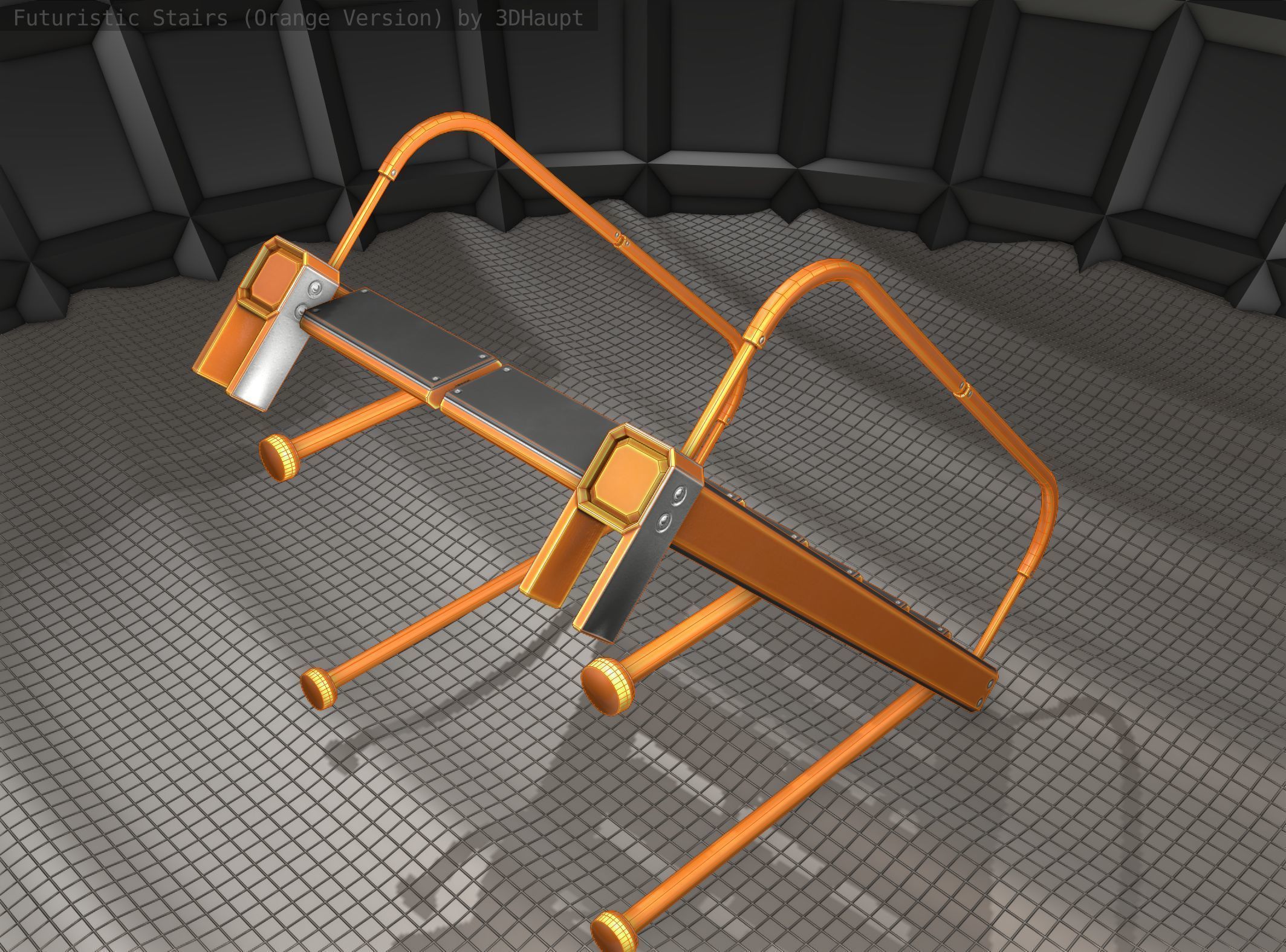 Sci-Fi Stairs - 17 - Orange Version Low-poly 3D model_5