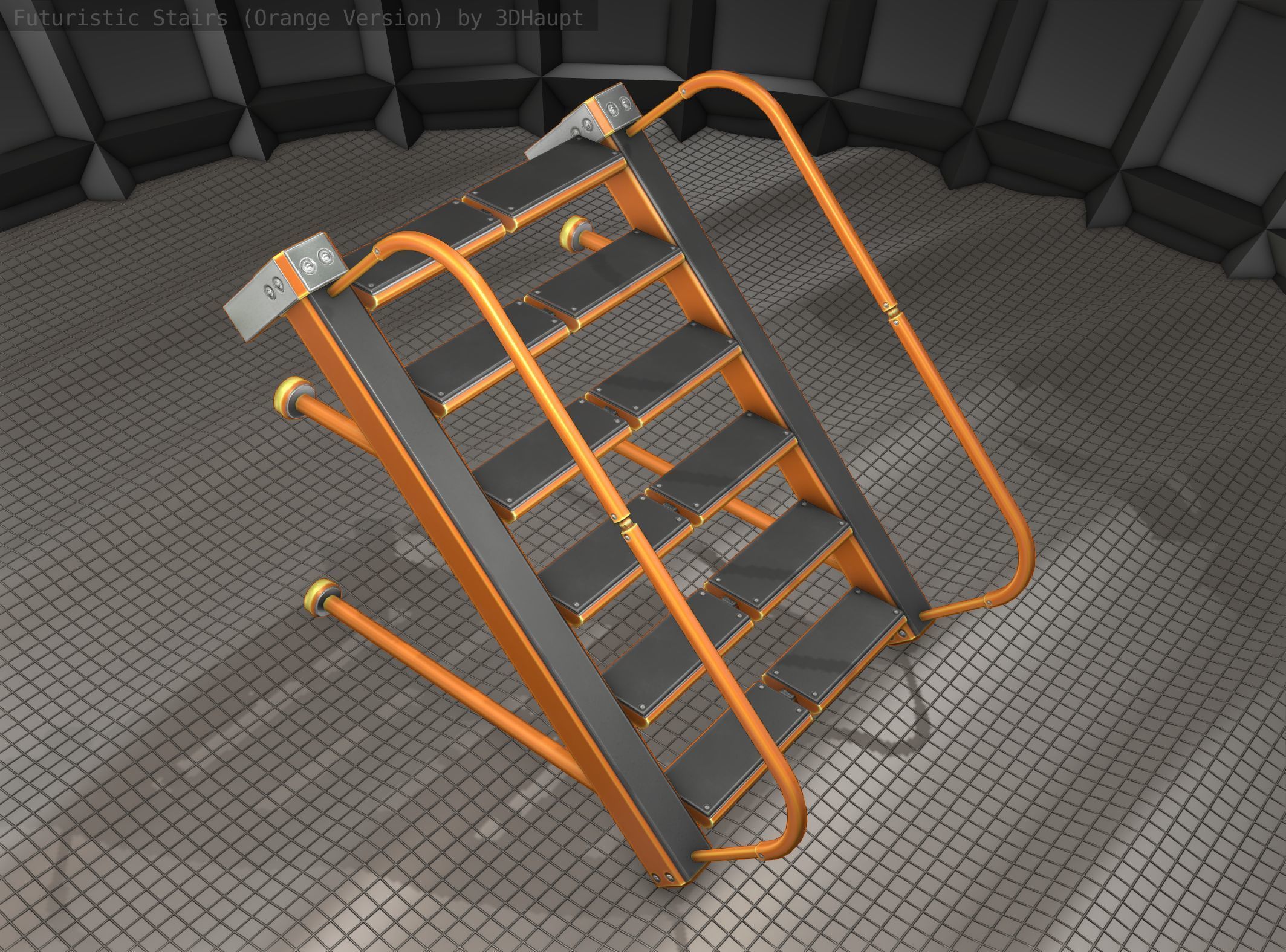 Sci-Fi Stairs - 17 - Orange Version Low-poly 3D model_20