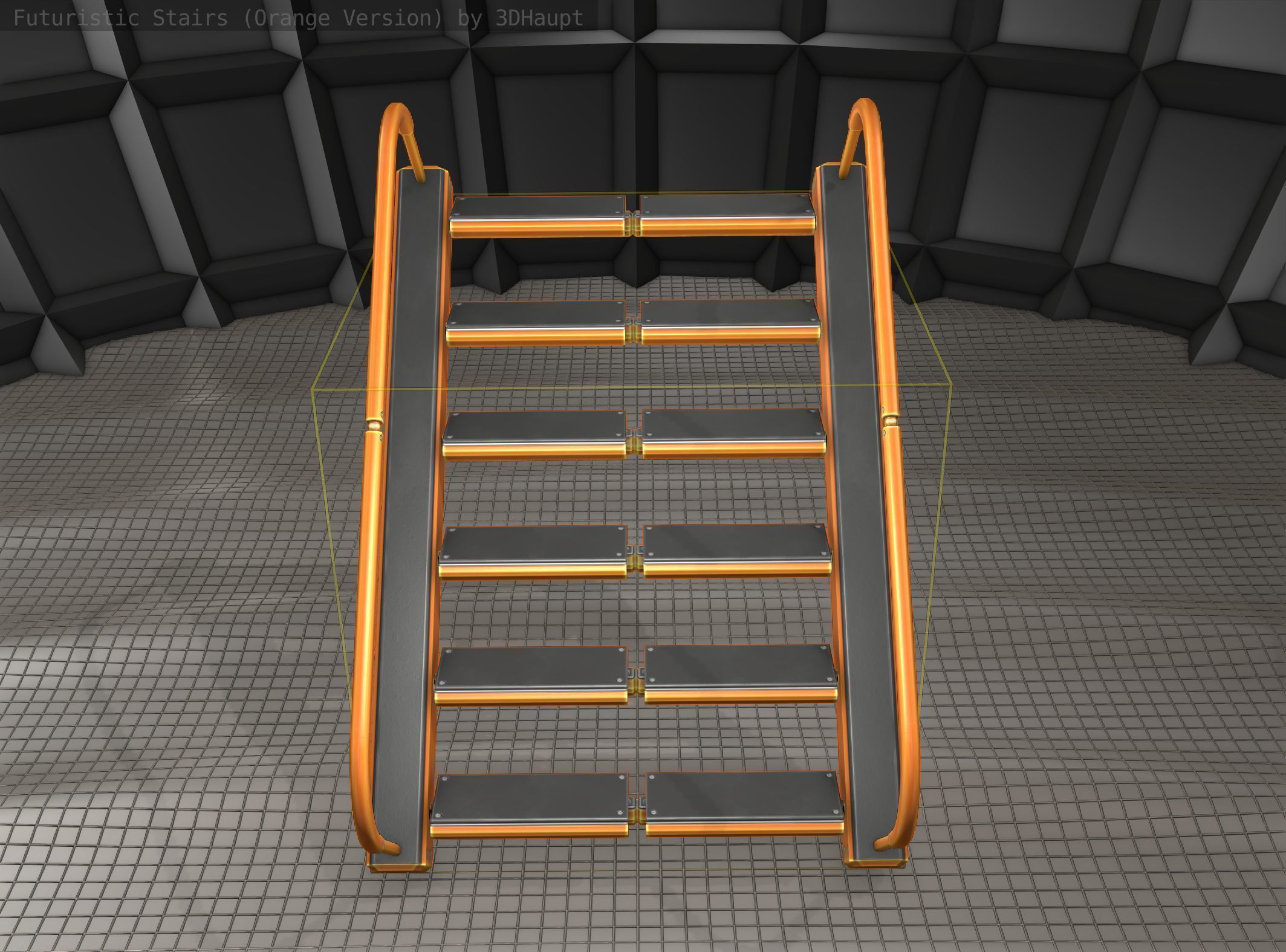 Sci-Fi Stairs - 19 - Orange Version Low-poly 3D model_7