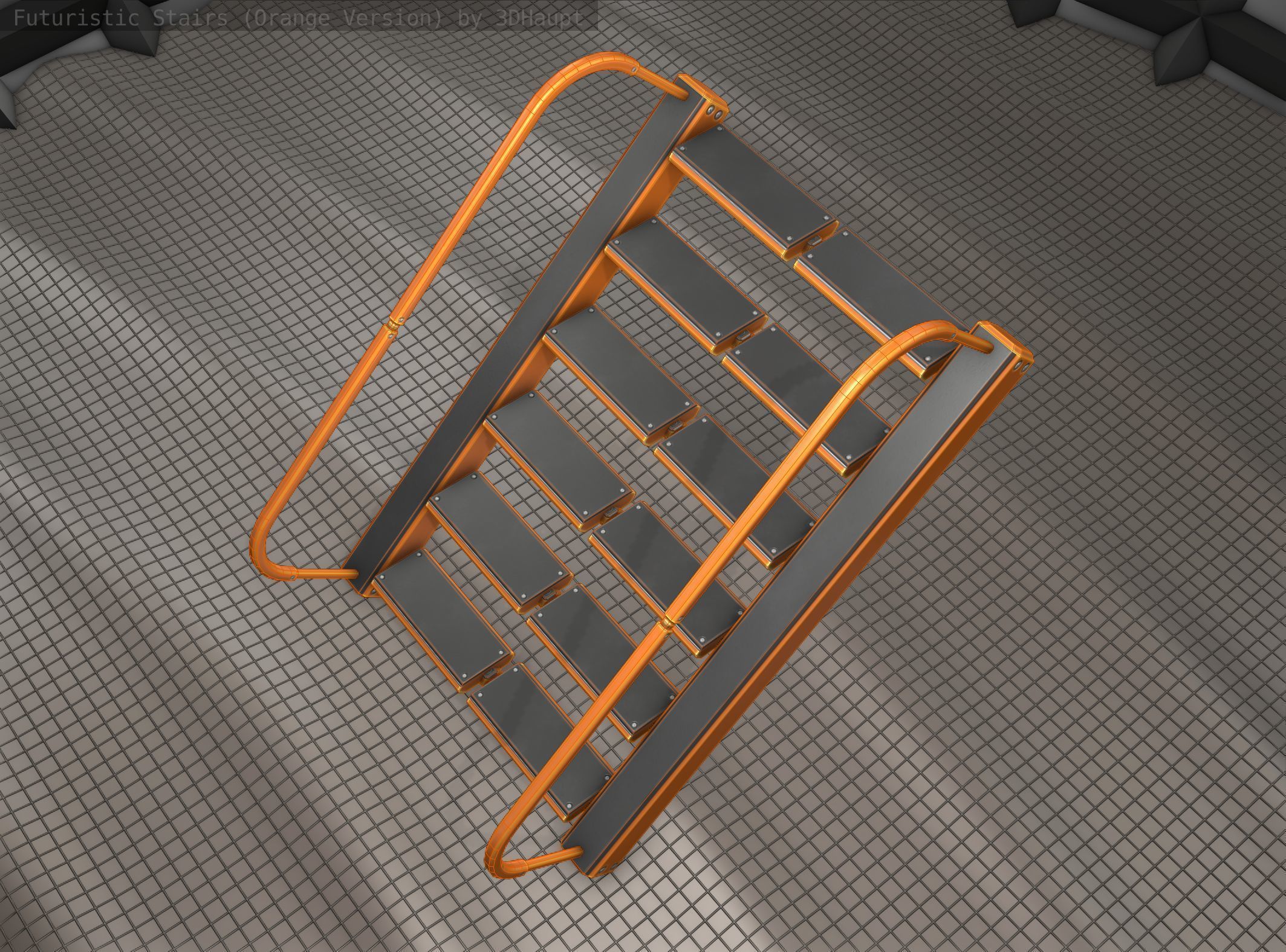 Sci-Fi Stairs - 19 - Orange Version Low-poly 3D model_16