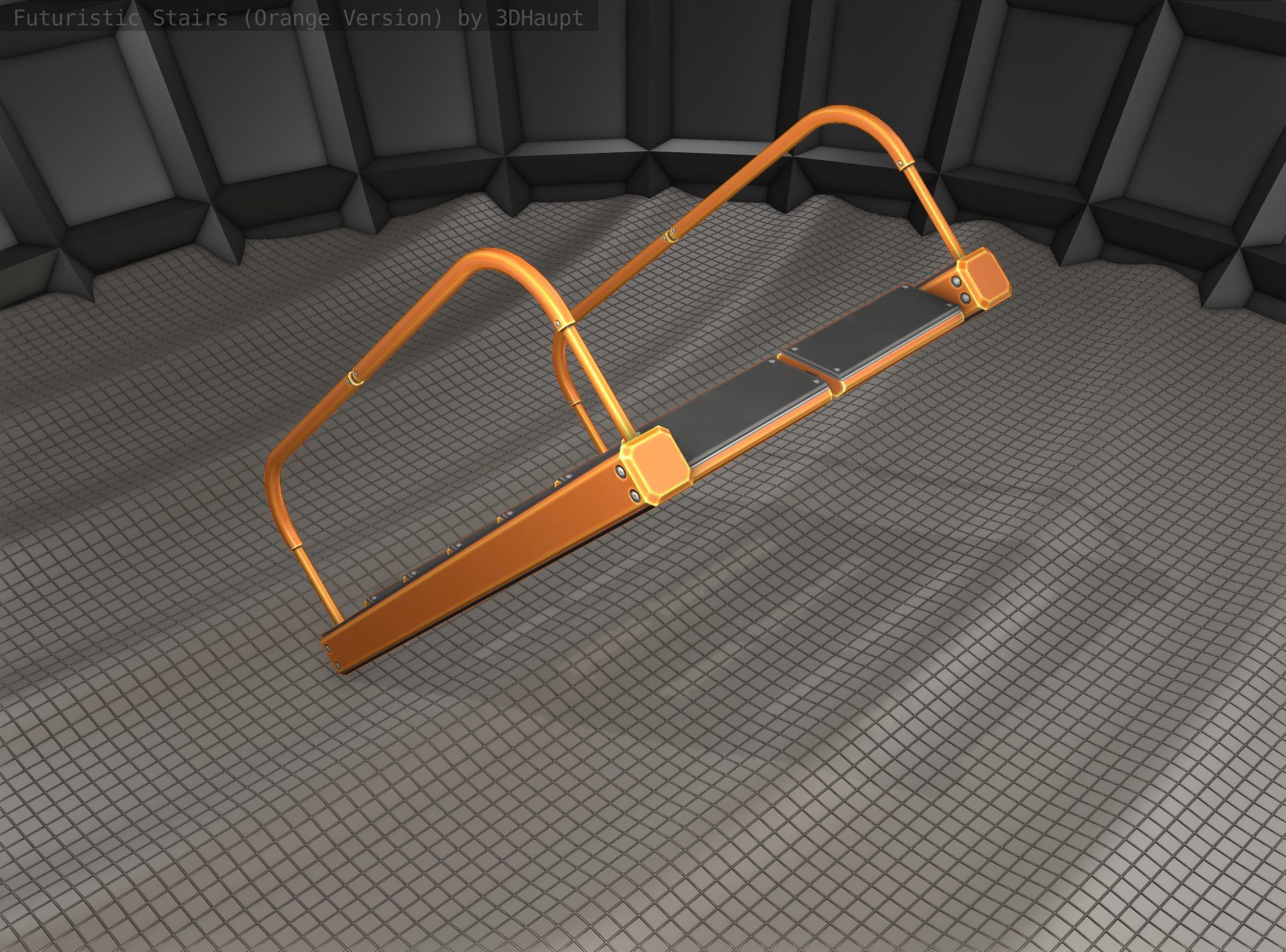 Sci-Fi Stairs - 19 - Orange Version Low-poly 3D model_2