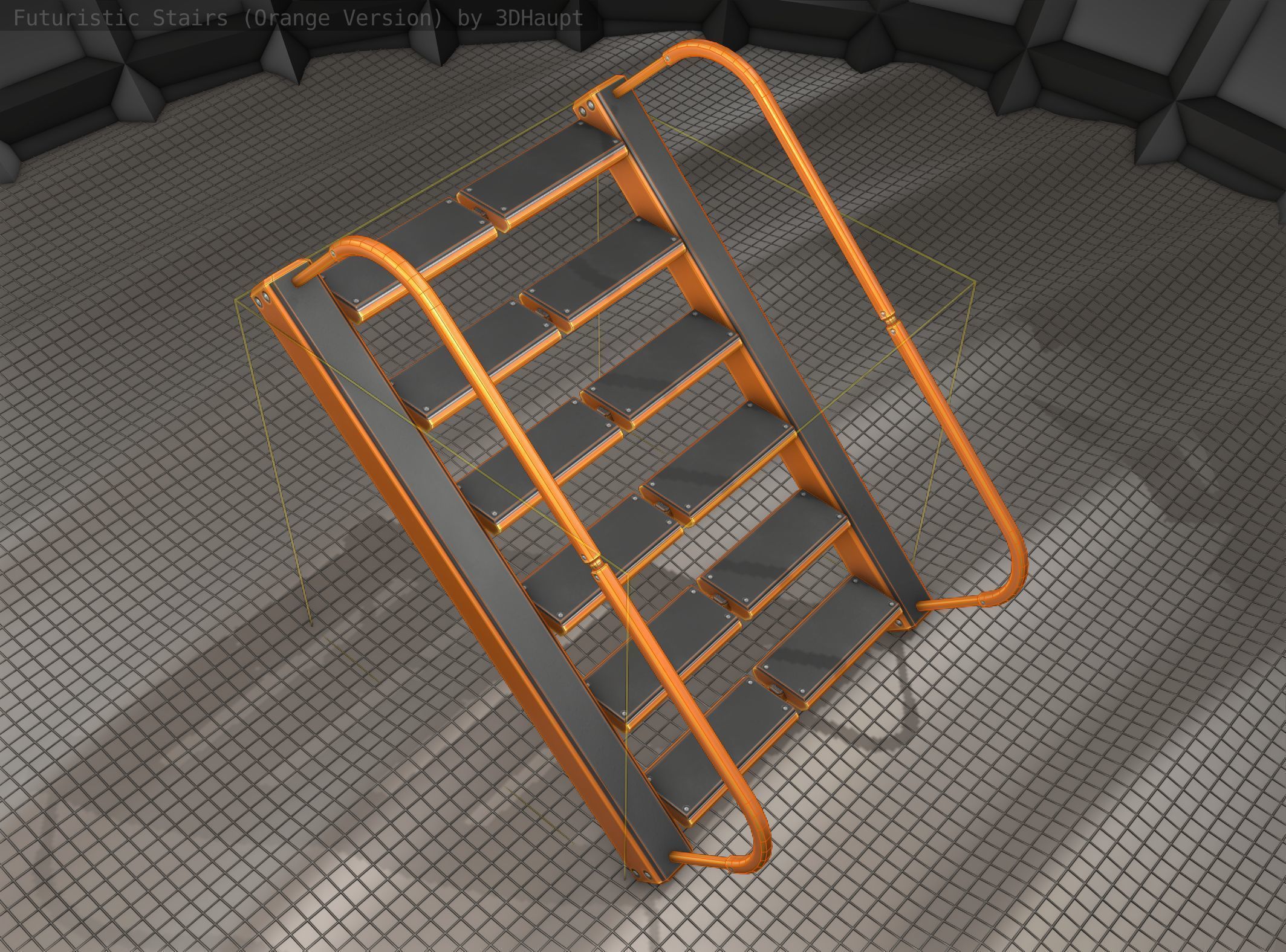 Sci-Fi Stairs - 19 - Orange Version Low-poly 3D model_19