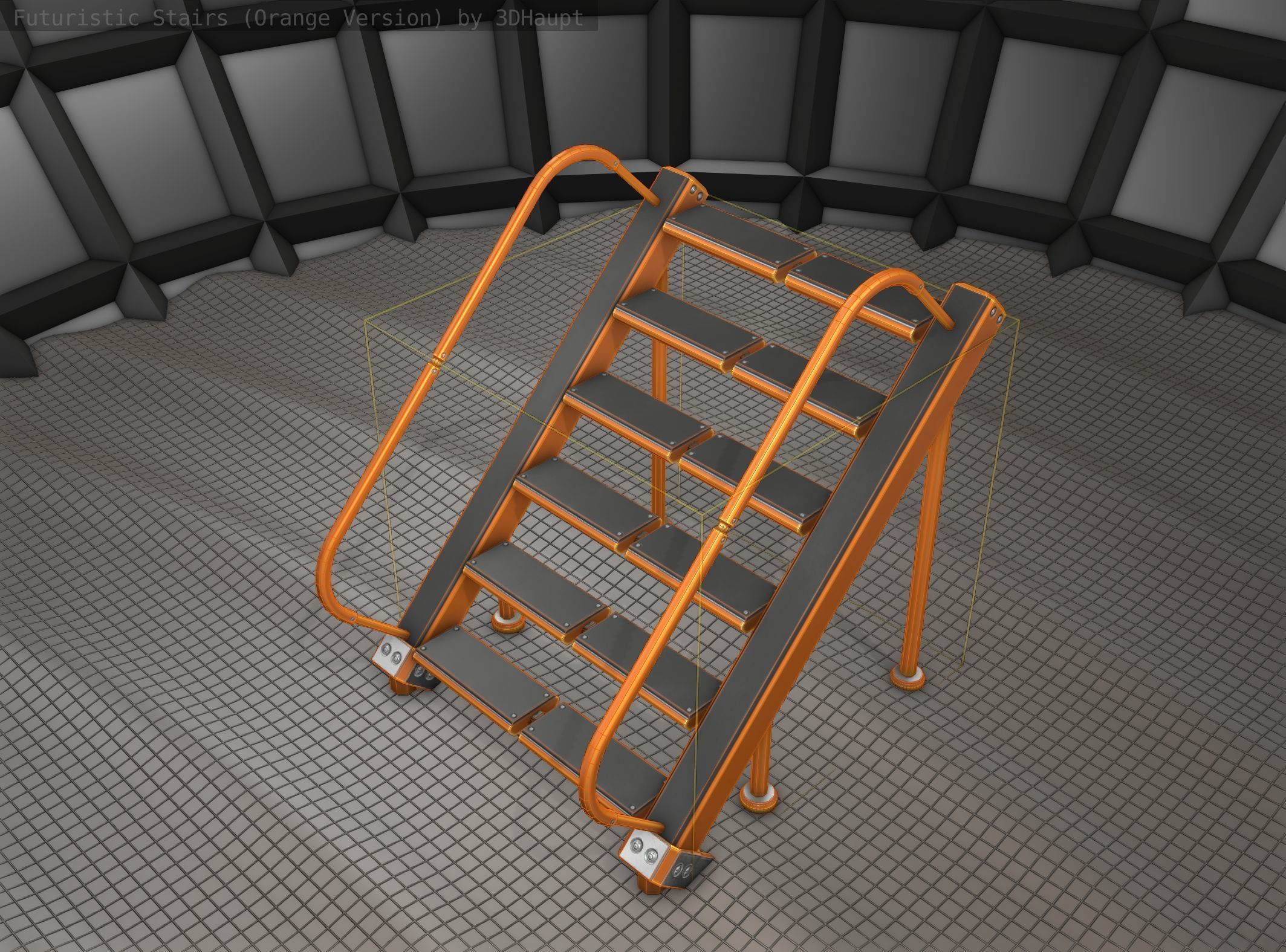 Sci-Fi Stairs - 19 - Orange Version Low-poly 3D model_25