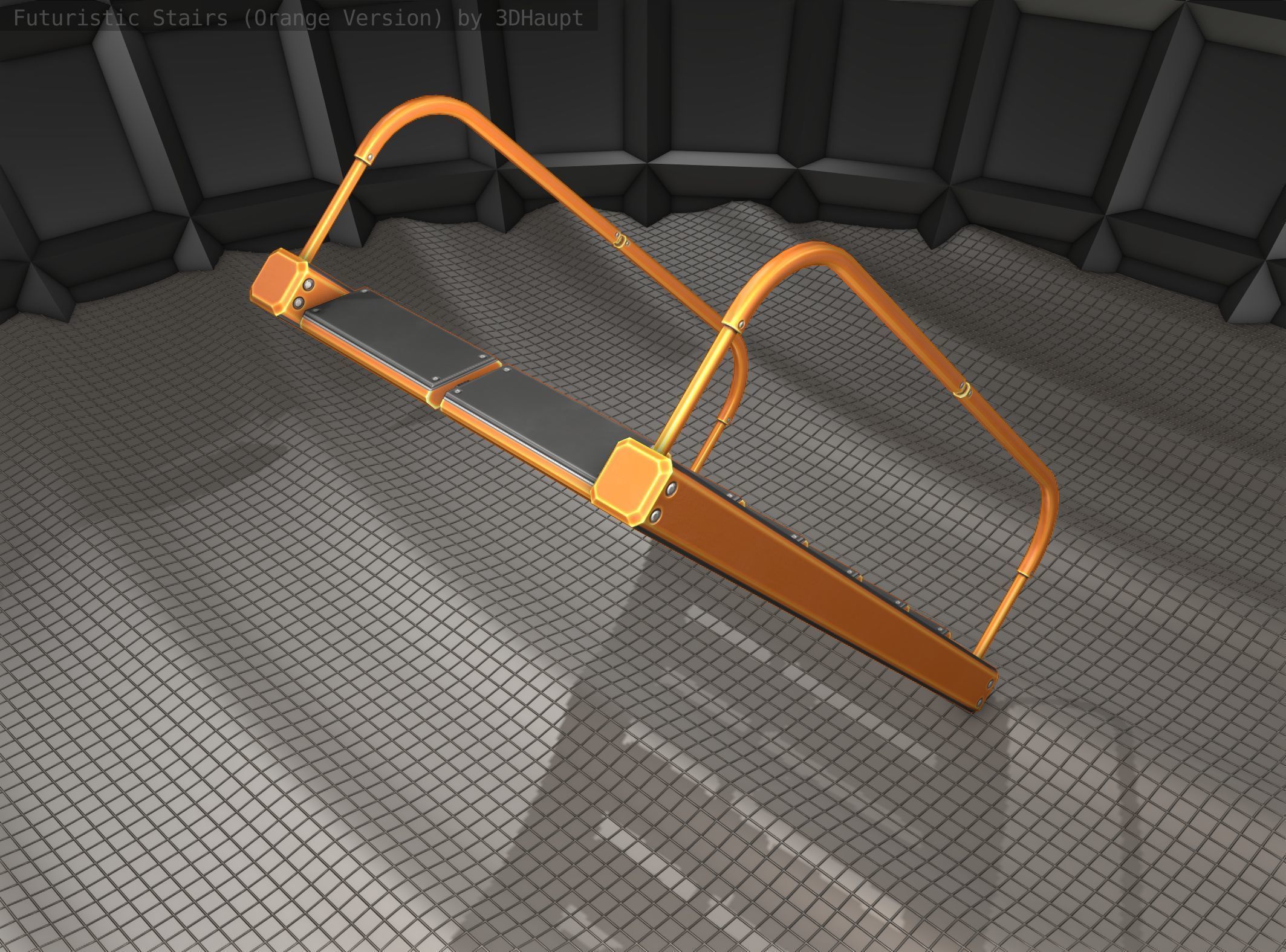 Sci-Fi Stairs - 19 - Orange Version Low-poly 3D model_4