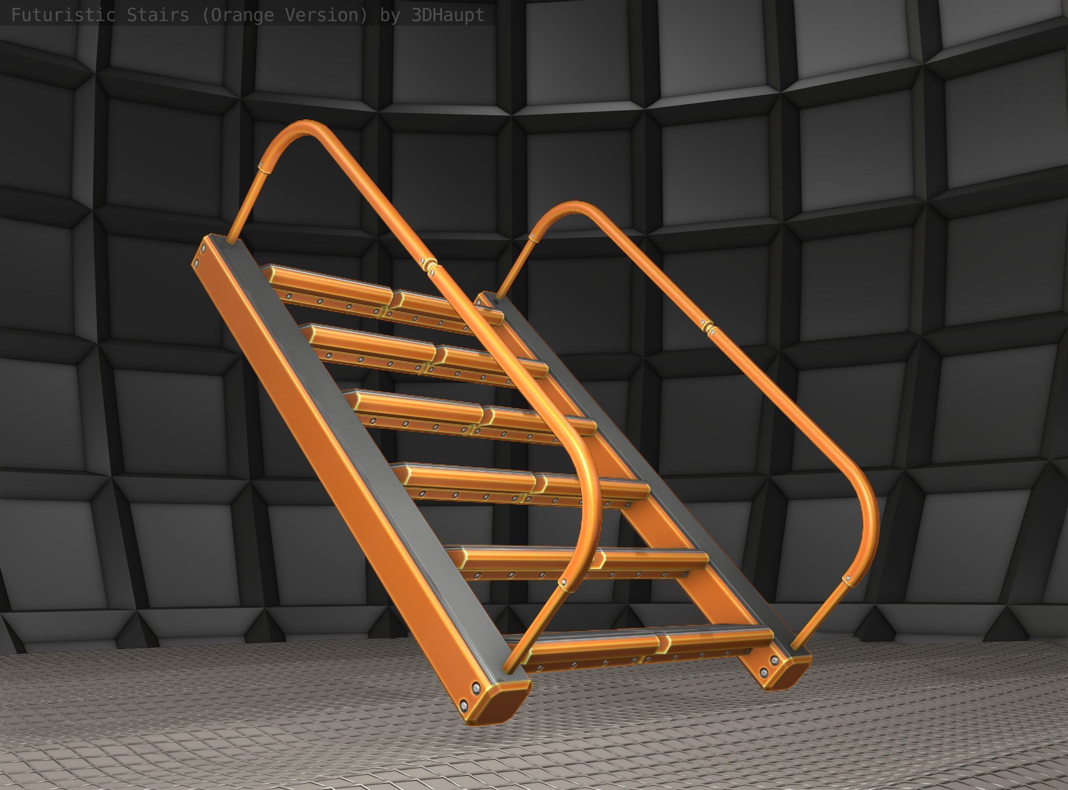 Sci-Fi Stairs - 19 - Orange Version Low-poly 3D model_22