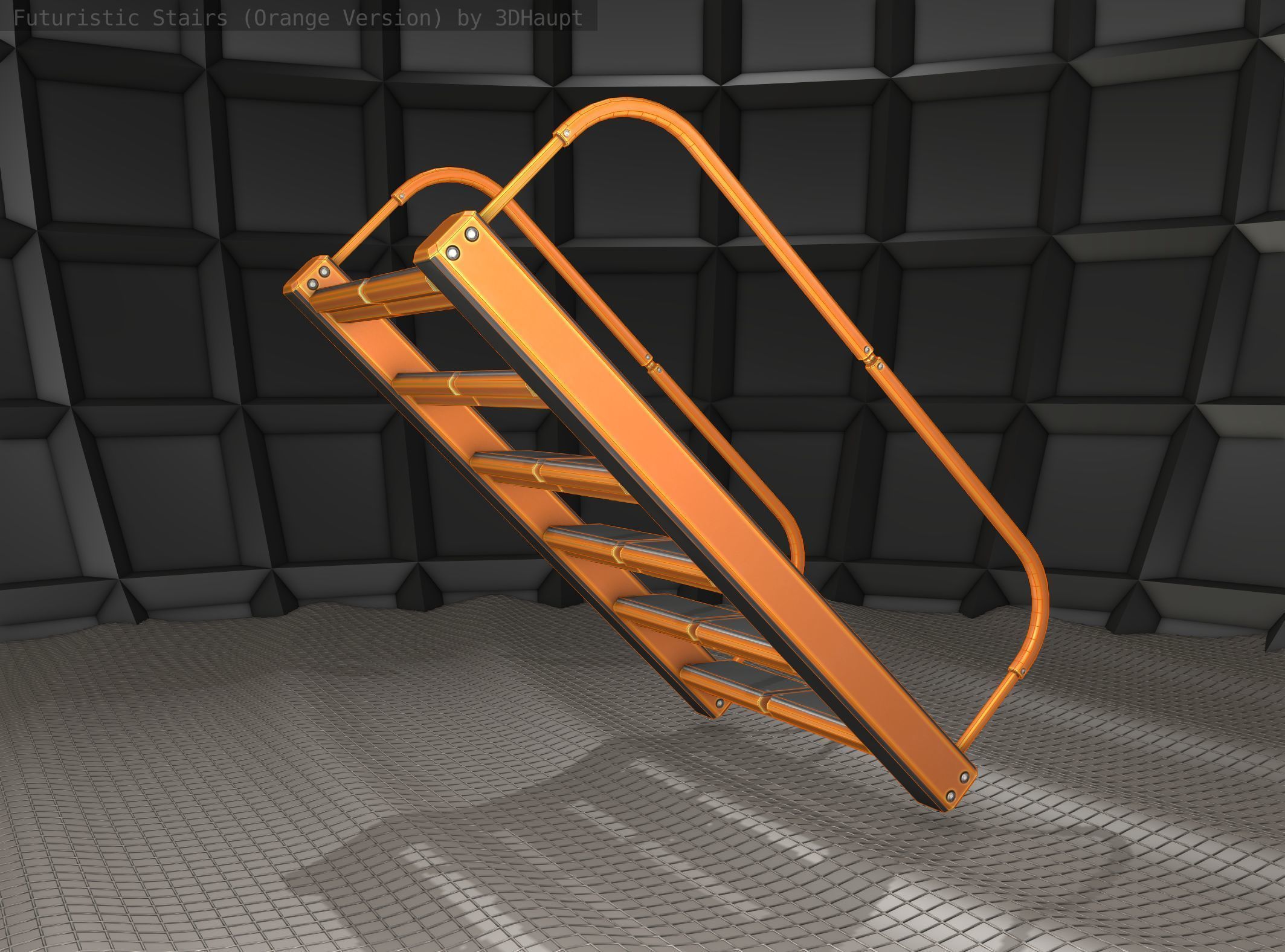 Sci-Fi Stairs - 19 - Orange Version Low-poly 3D model_12