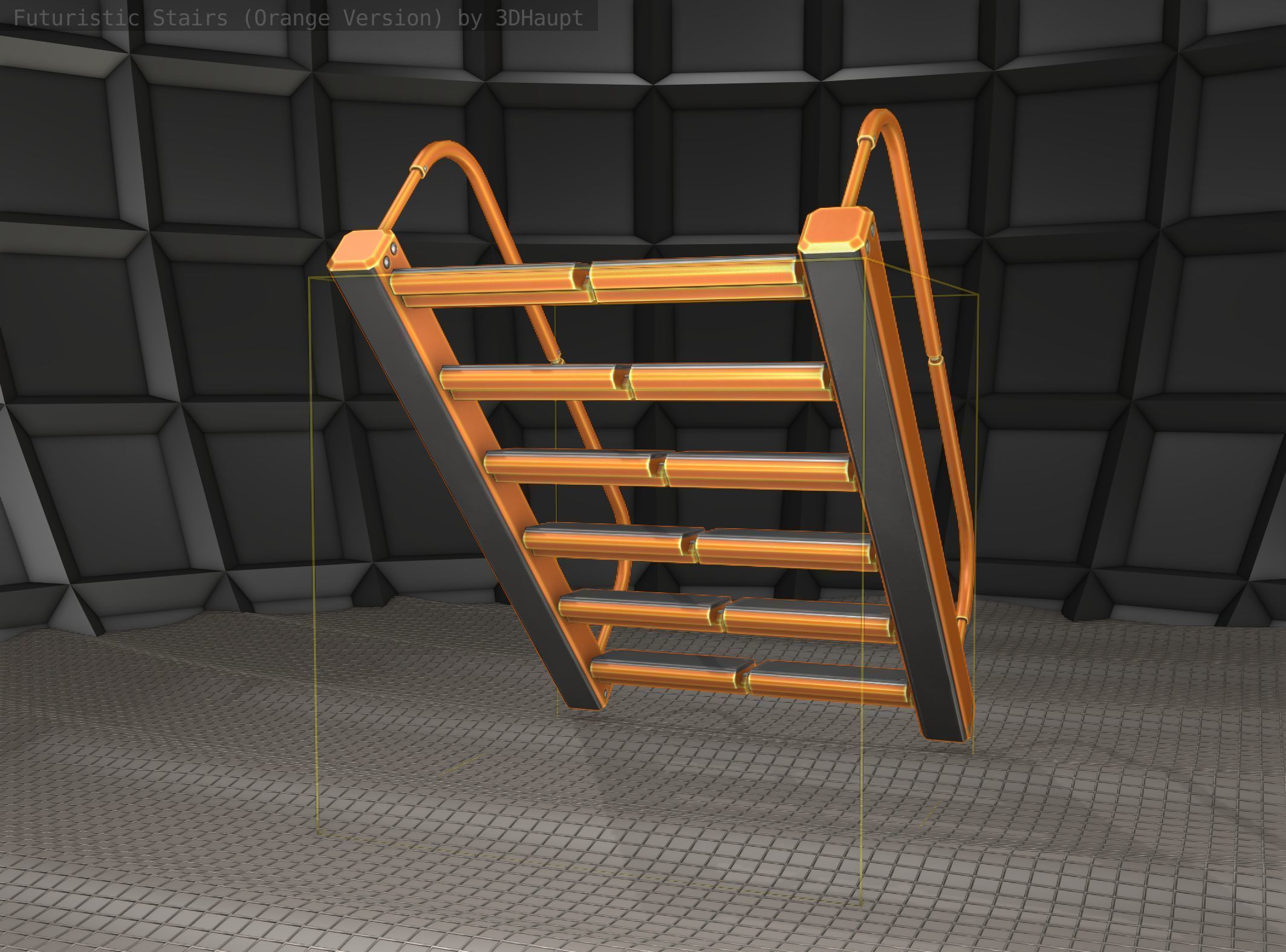 Sci-Fi Stairs - 19 - Orange Version Low-poly 3D model_11