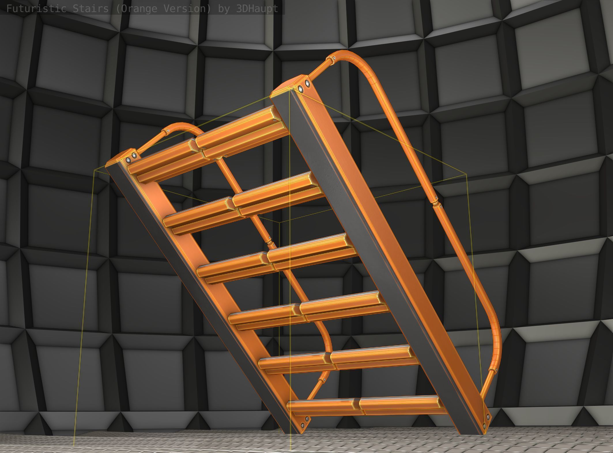 Sci-Fi Stairs - 19 - Orange Version Low-poly 3D model_21