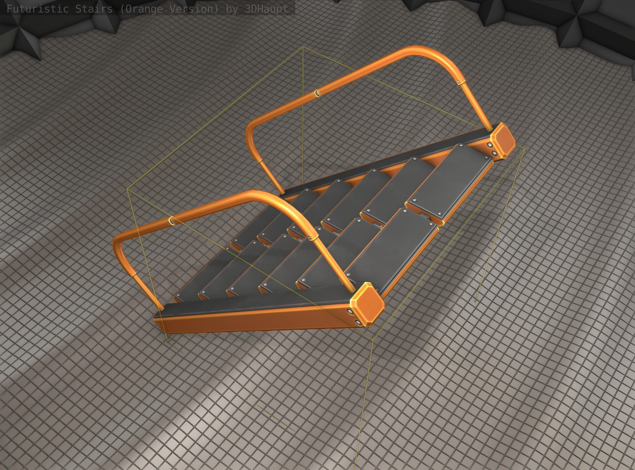 Sci-Fi Stairs - 19 - Orange Version Low-poly 3D model_17