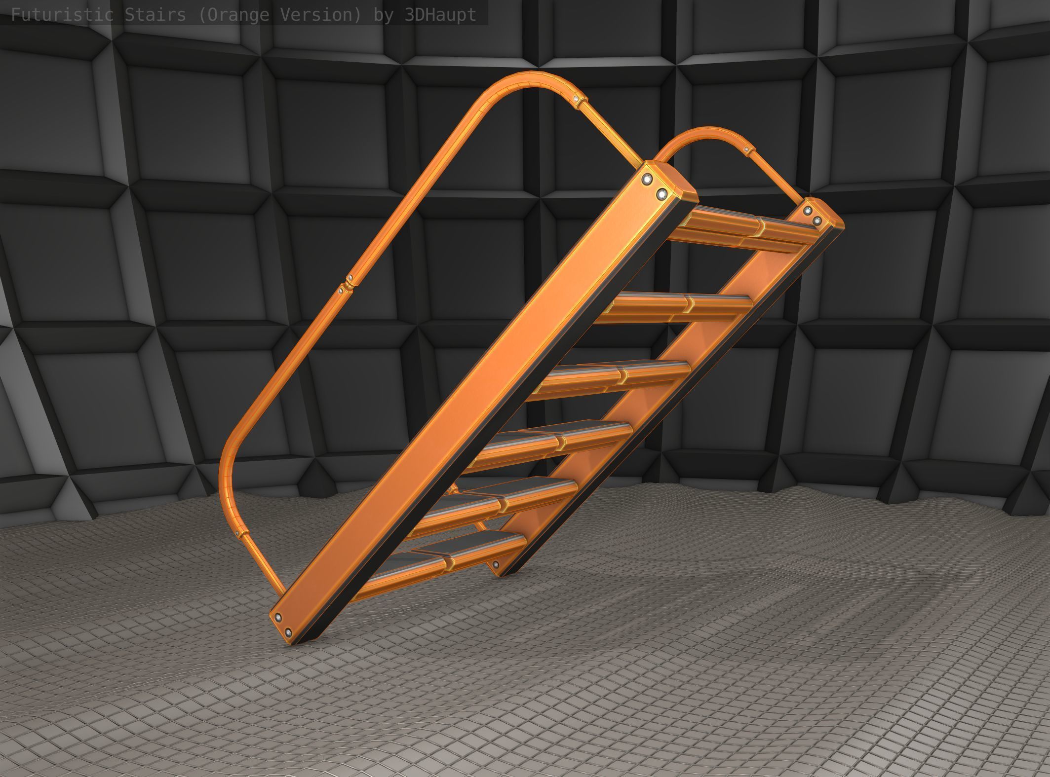 Sci-Fi Stairs - 19 - Orange Version Low-poly 3D model_10