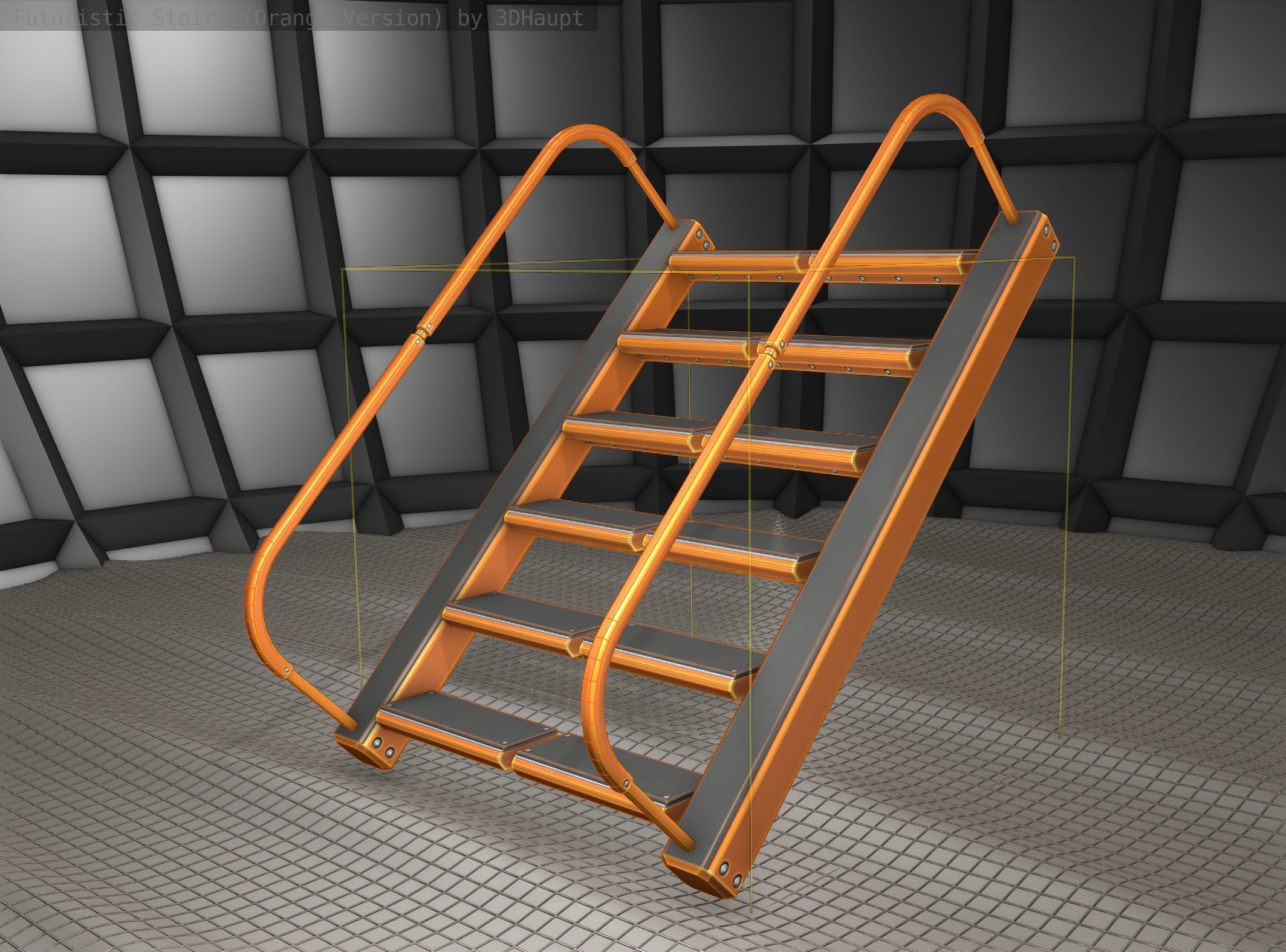 Sci-Fi Stairs - 19 - Orange Version Low-poly 3D model_23