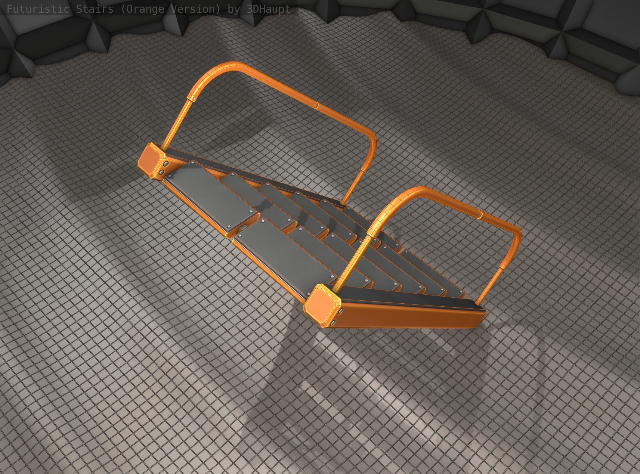Sci-Fi Stairs - 19 - Orange Version Low-poly 3D model_18