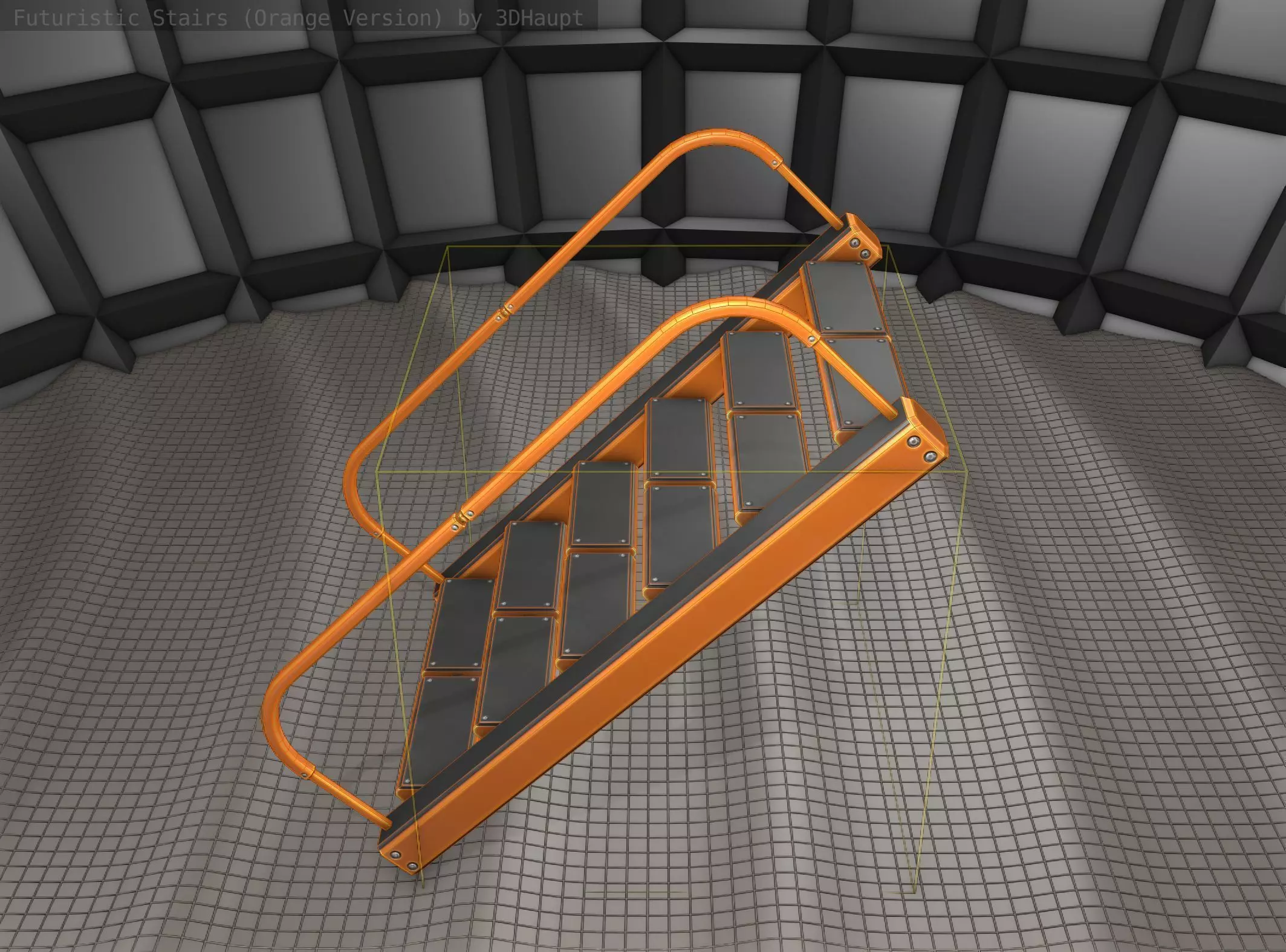 Sci-Fi Stairs - 19 - Orange Version Low-poly 3D model_0
