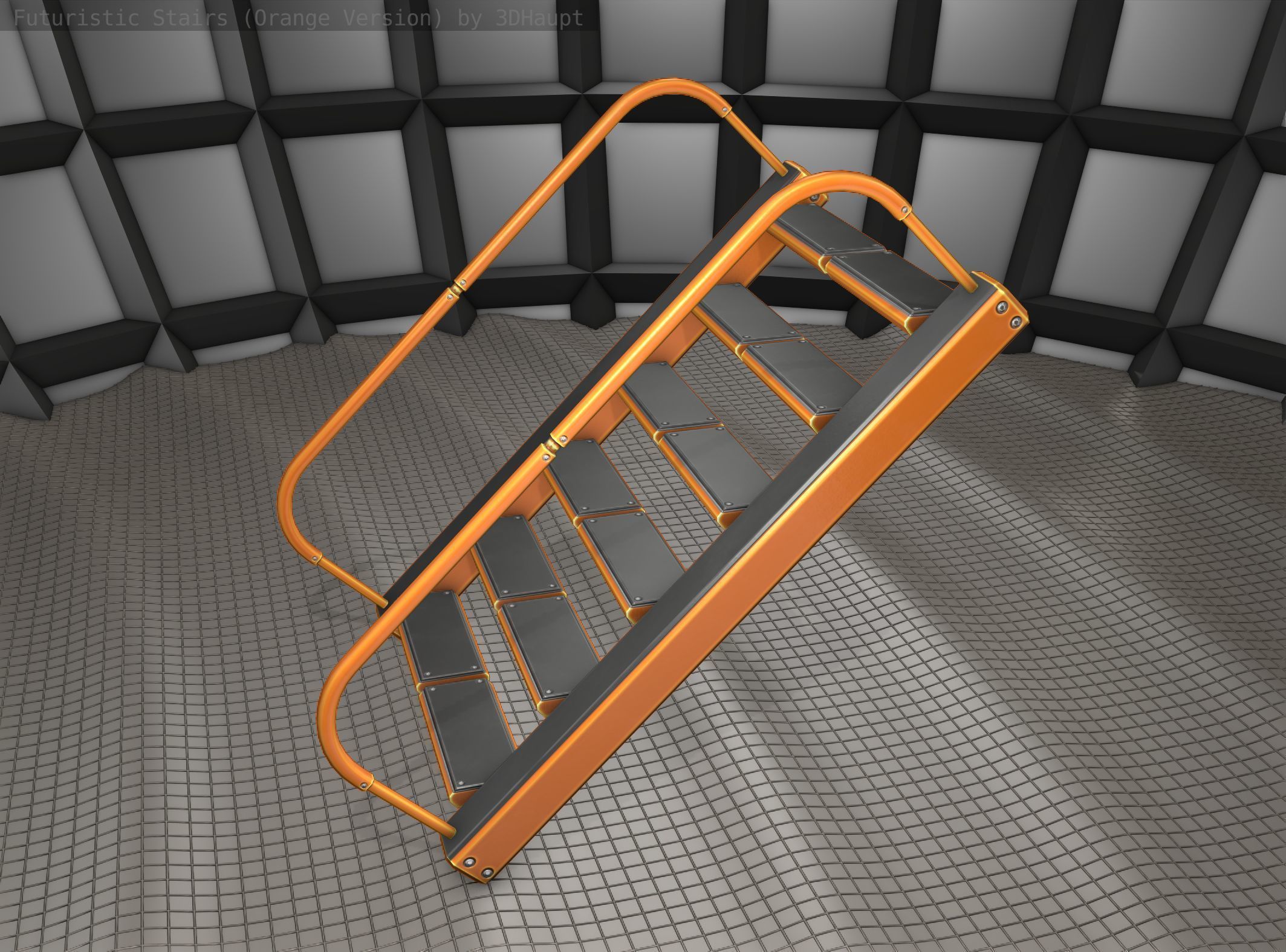 Sci-Fi Stairs - 19 - Orange Version Low-poly 3D model_24