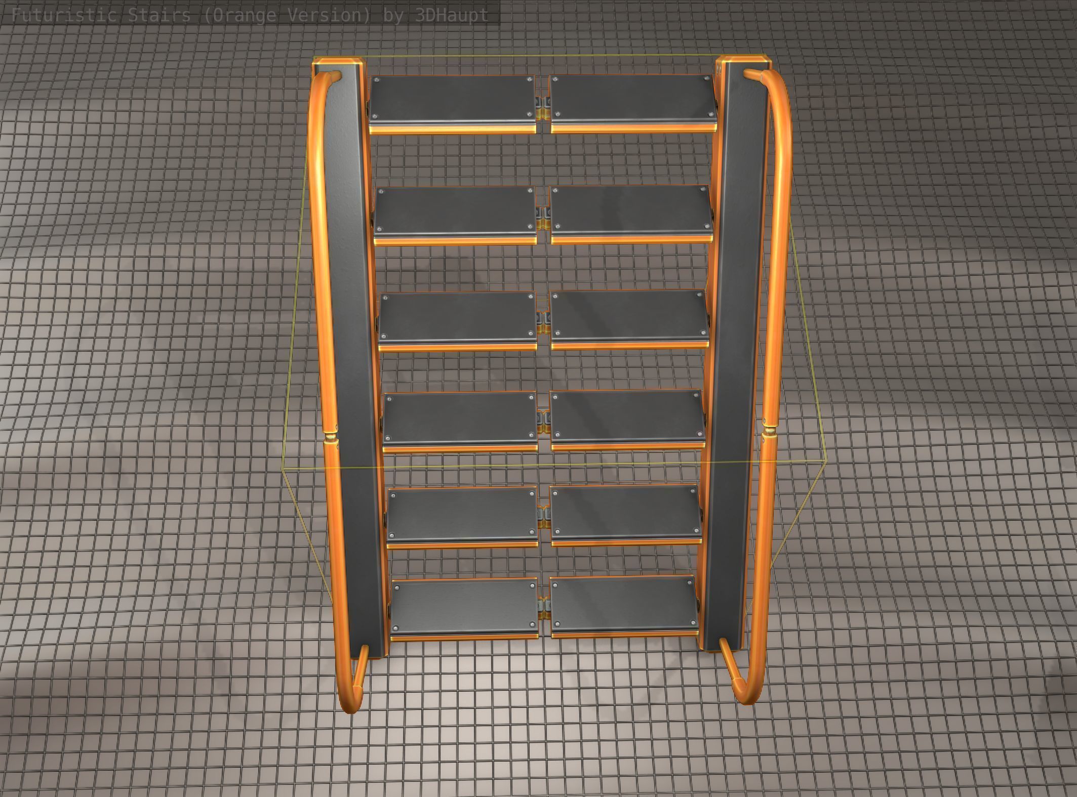 Sci-Fi Stairs - 19 - Orange Version Low-poly 3D model_15