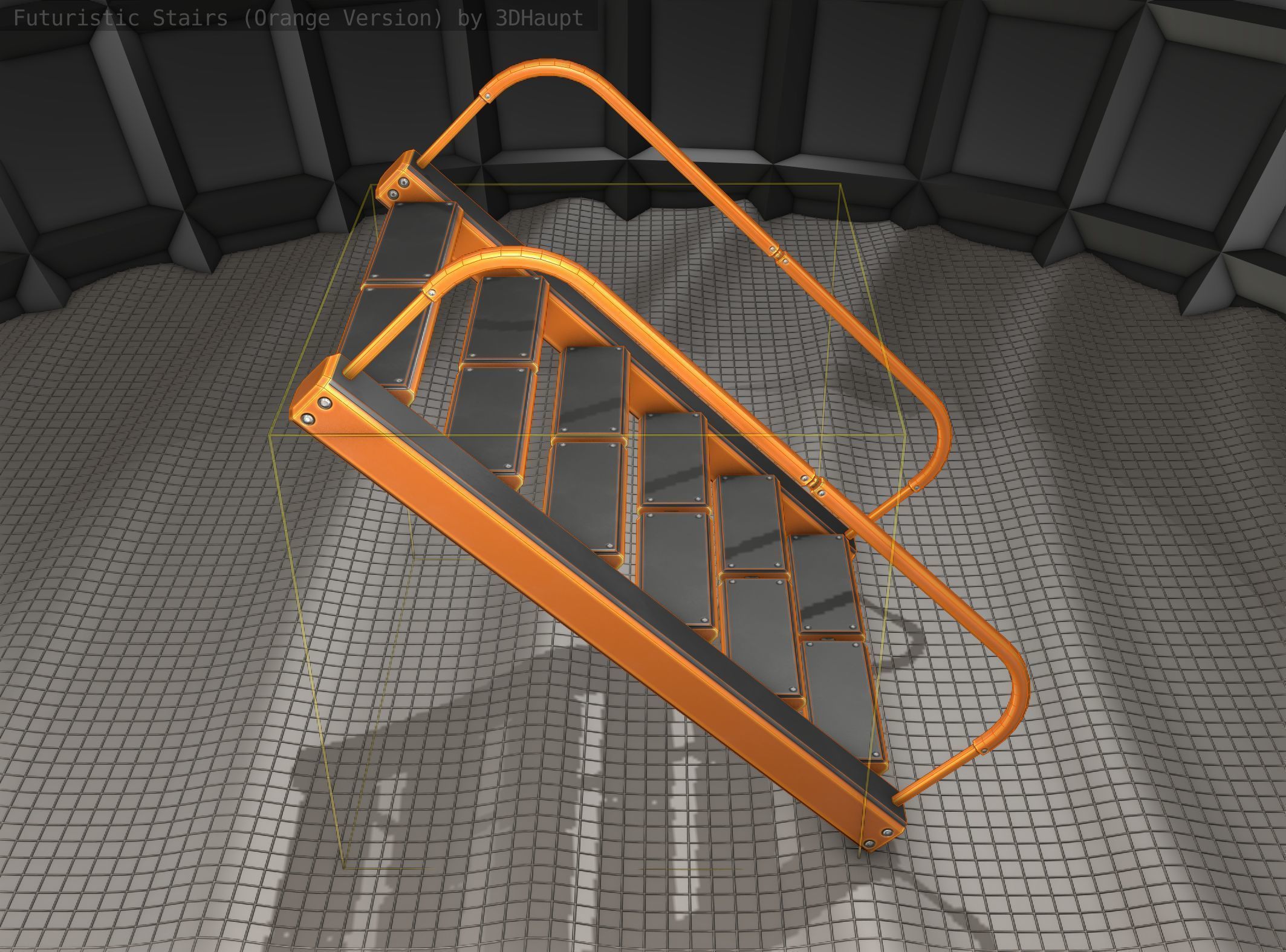 Sci-Fi Stairs - 19 - Orange Version Low-poly 3D model_5