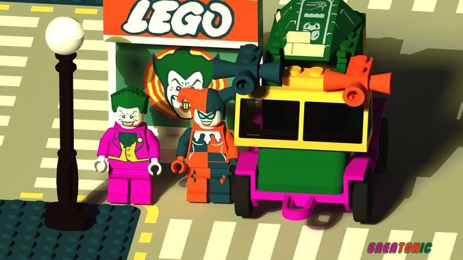 LEGO Joker And Harley Quinn Low-poly 3D model