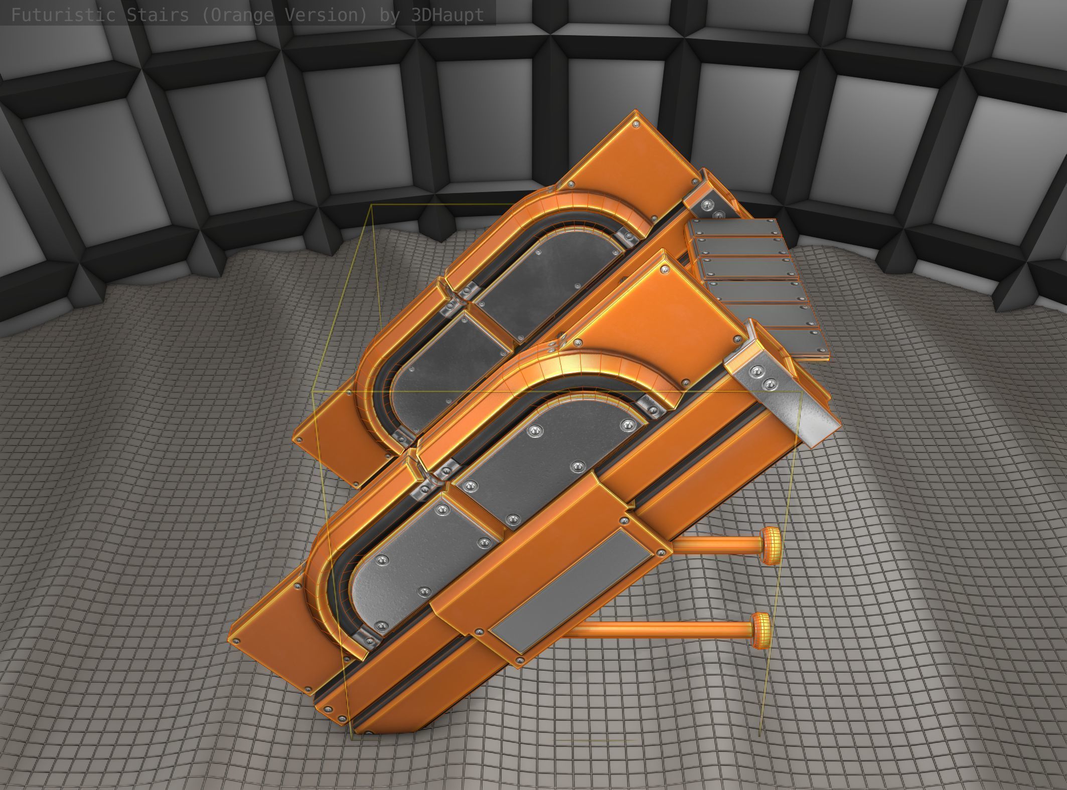 Sci-Fi Stairs - 21 - Orange Version Low-poly 3D model_2