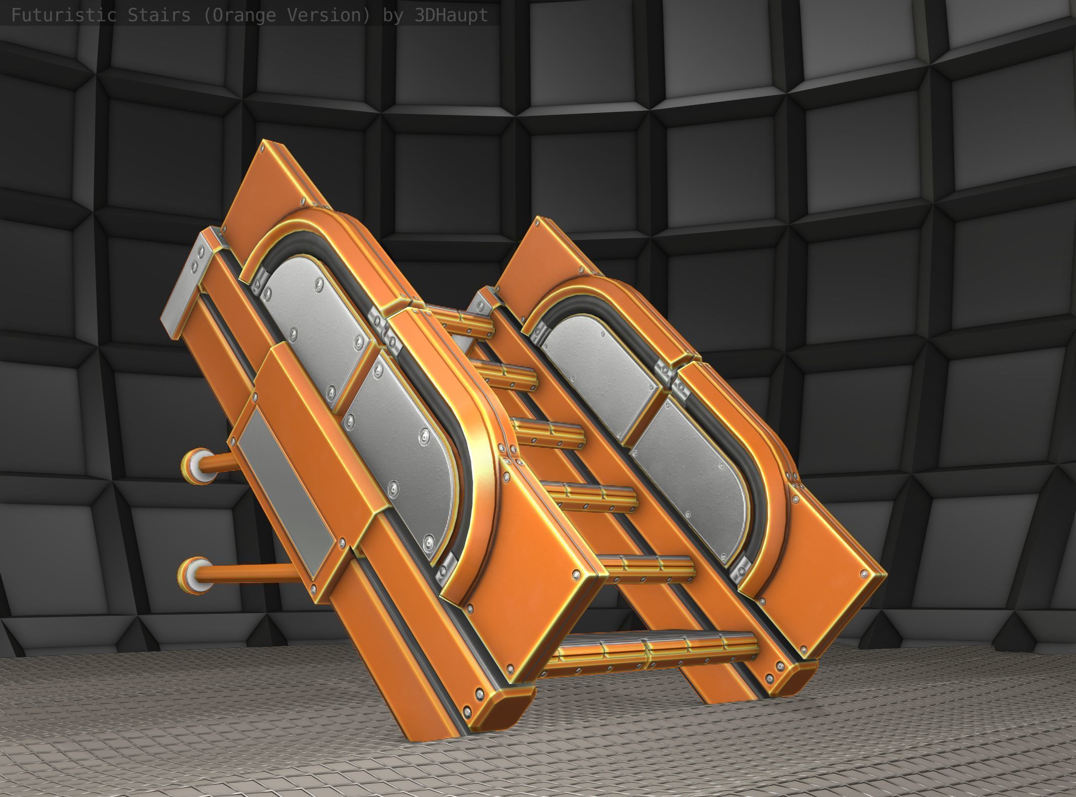 Sci-Fi Stairs - 21 - Orange Version Low-poly 3D model_22
