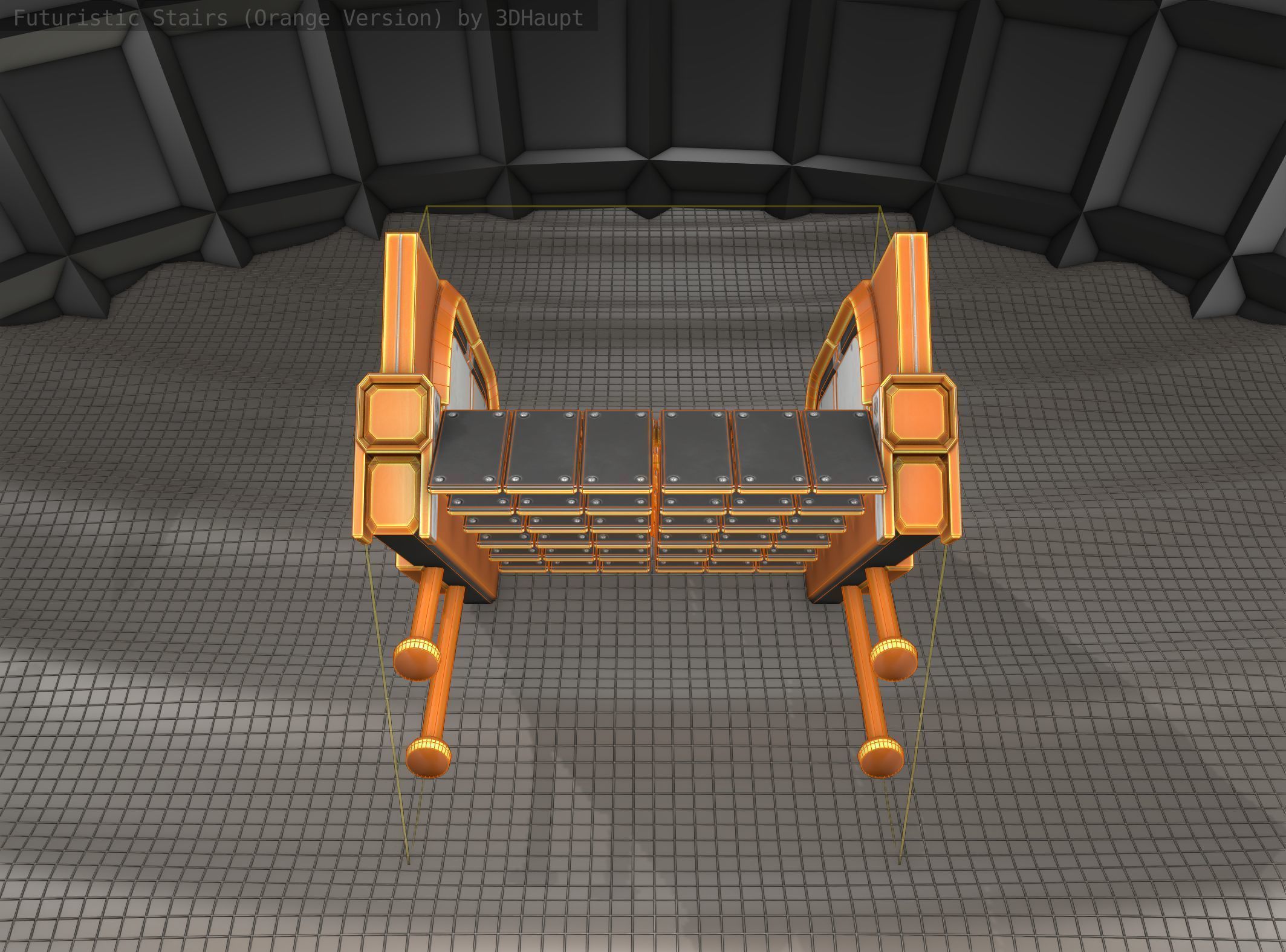 Sci-Fi Stairs - 21 - Orange Version Low-poly 3D model_4