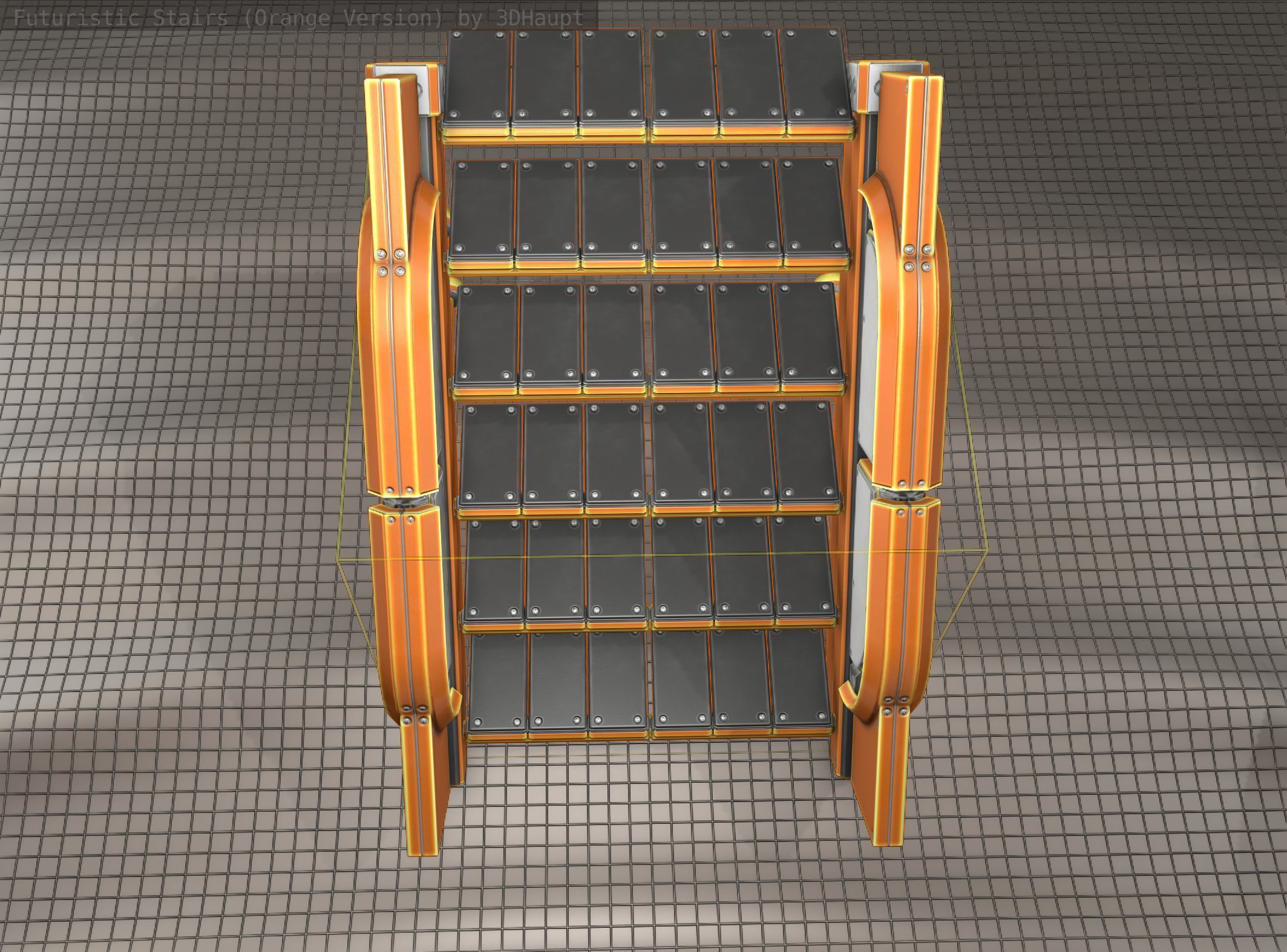 Sci-Fi Stairs - 21 - Orange Version Low-poly 3D model_15