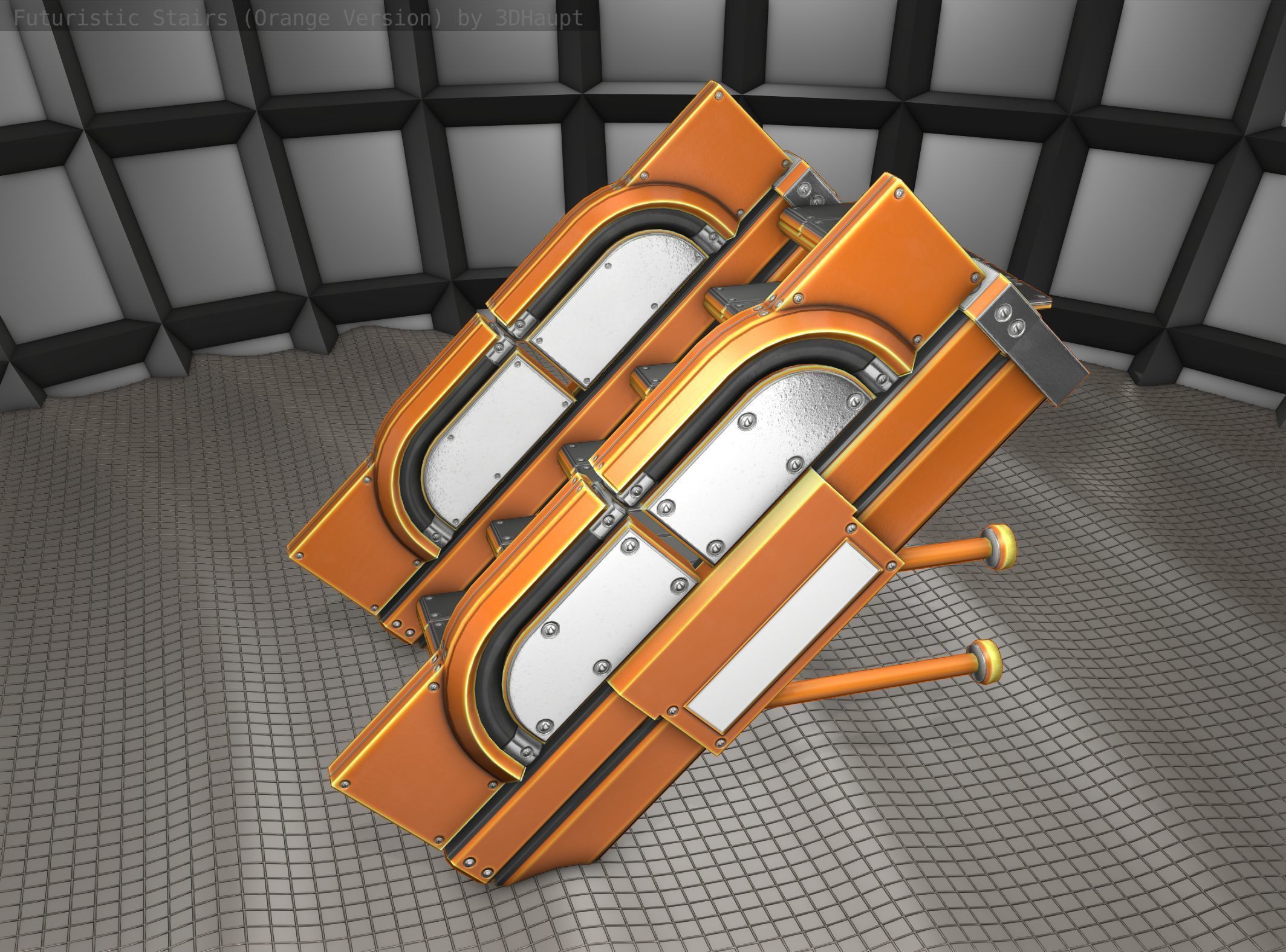 Sci-Fi Stairs - 21 - Orange Version Low-poly 3D model_24