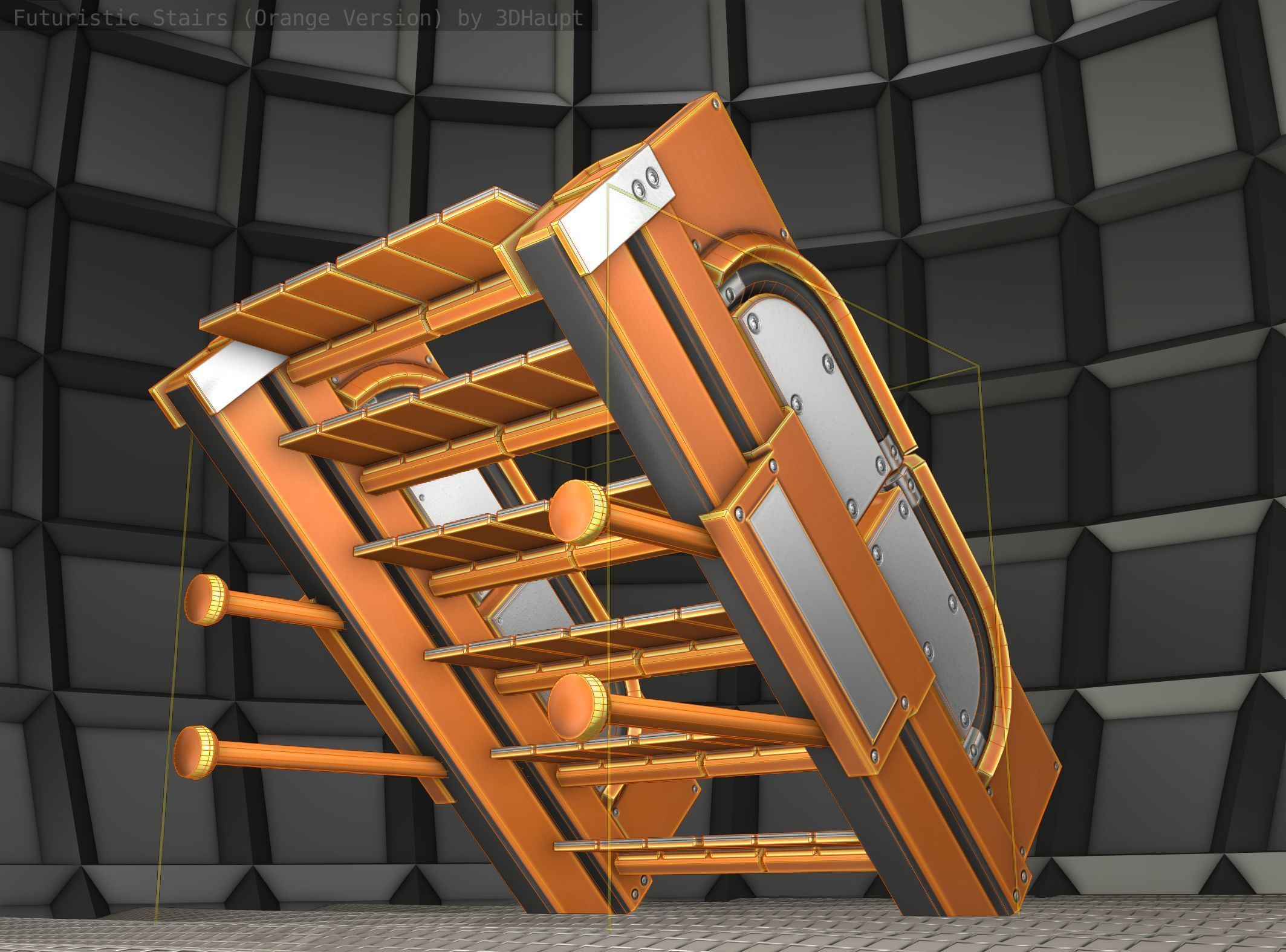 Sci-Fi Stairs - 21 - Orange Version Low-poly 3D model_21