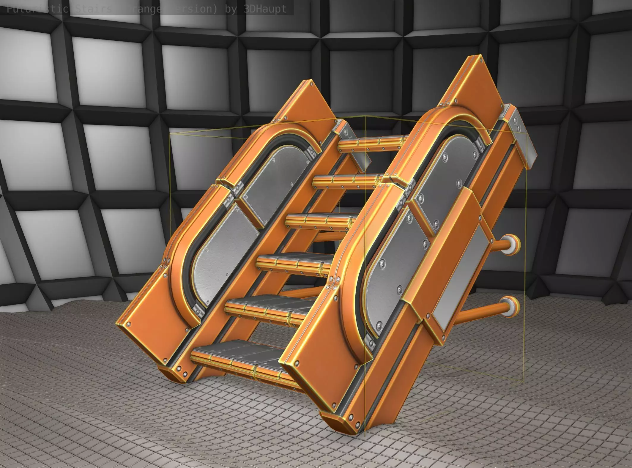 Sci-Fi Stairs - 21 - Orange Version Low-poly 3D model_0