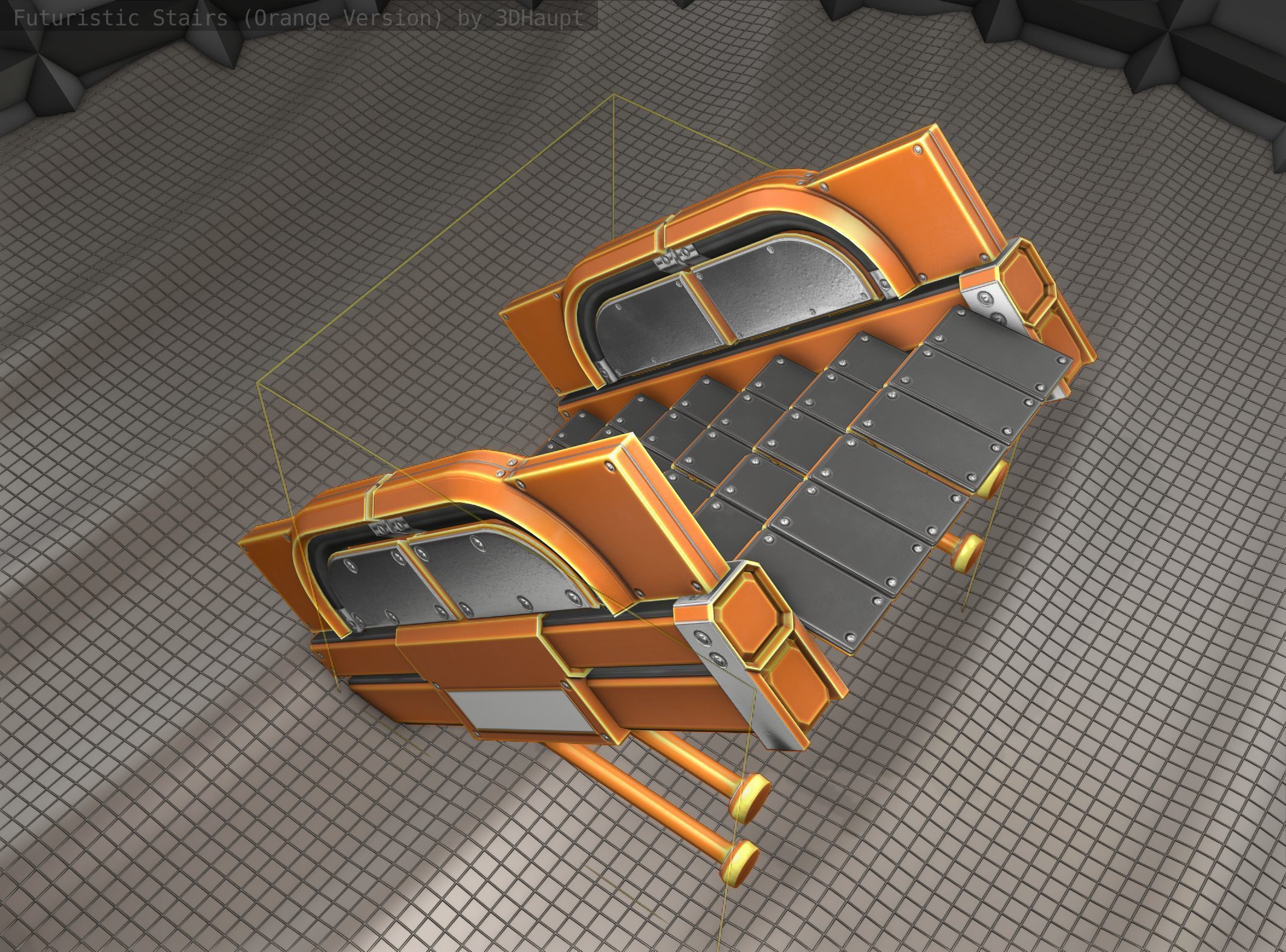 Sci-Fi Stairs - 21 - Orange Version Low-poly 3D model_17