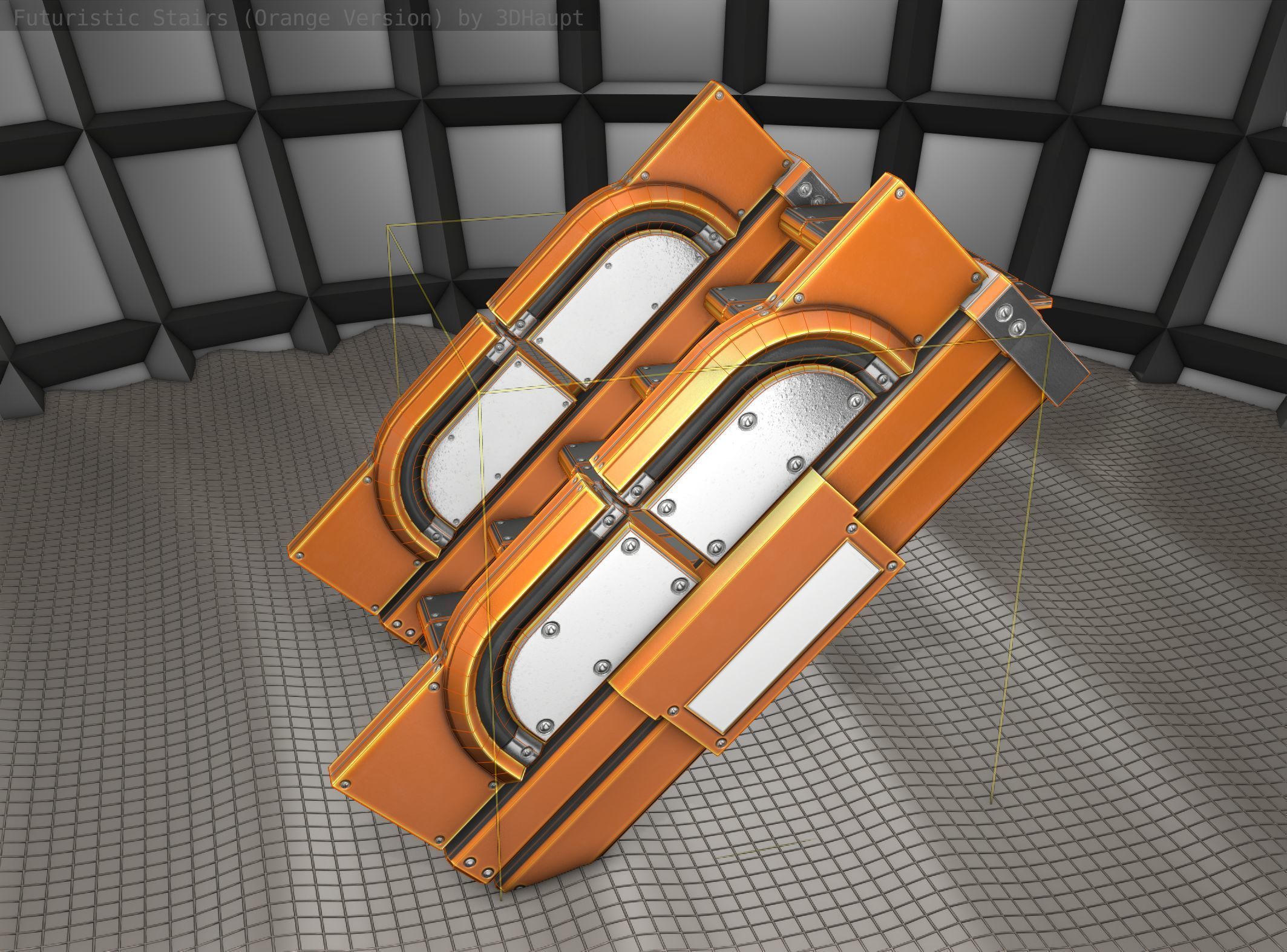 Sci-Fi Stairs - 22 - Orange Version  Low-poly 3D model_22