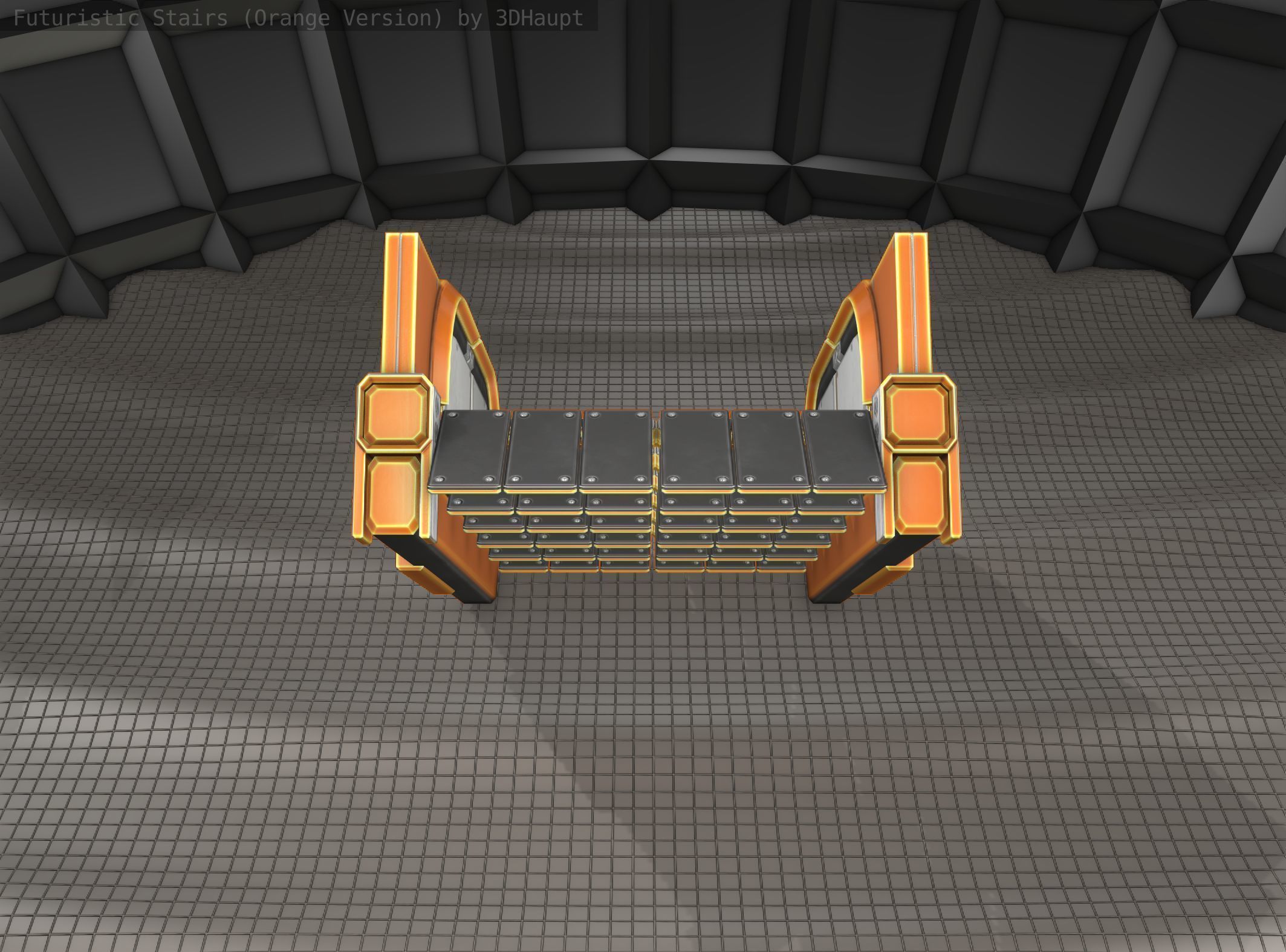 Sci-Fi Stairs - 22 - Orange Version  Low-poly 3D model_6