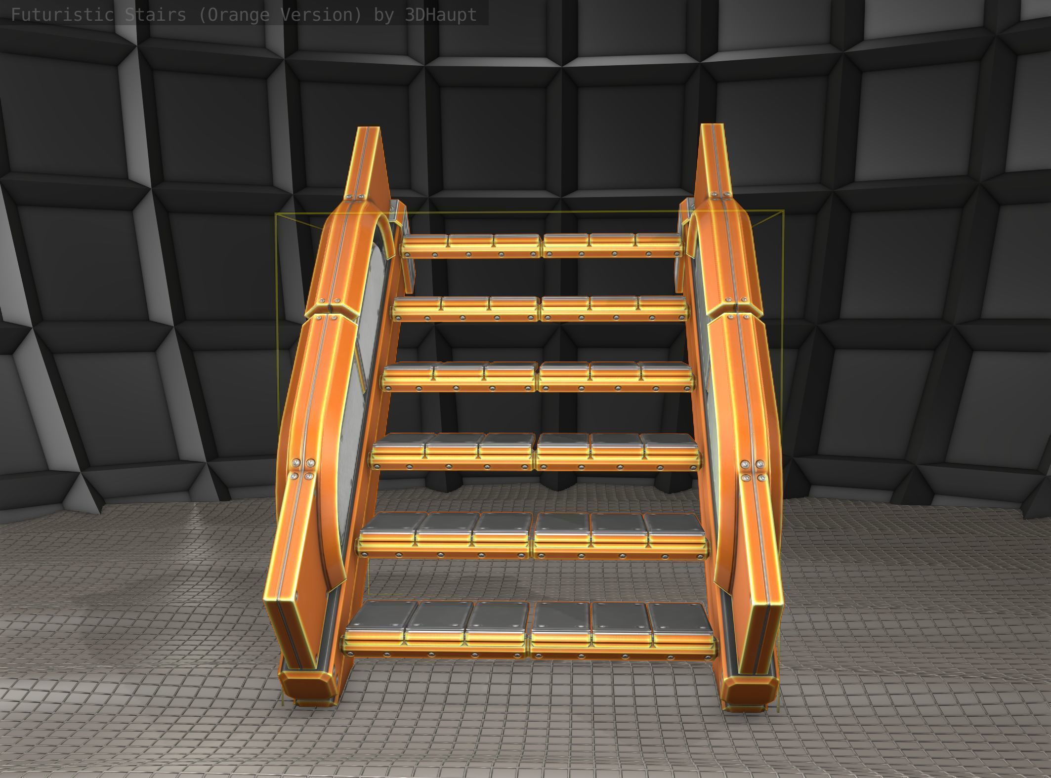 Sci-Fi Stairs - 22 - Orange Version  Low-poly 3D model_12