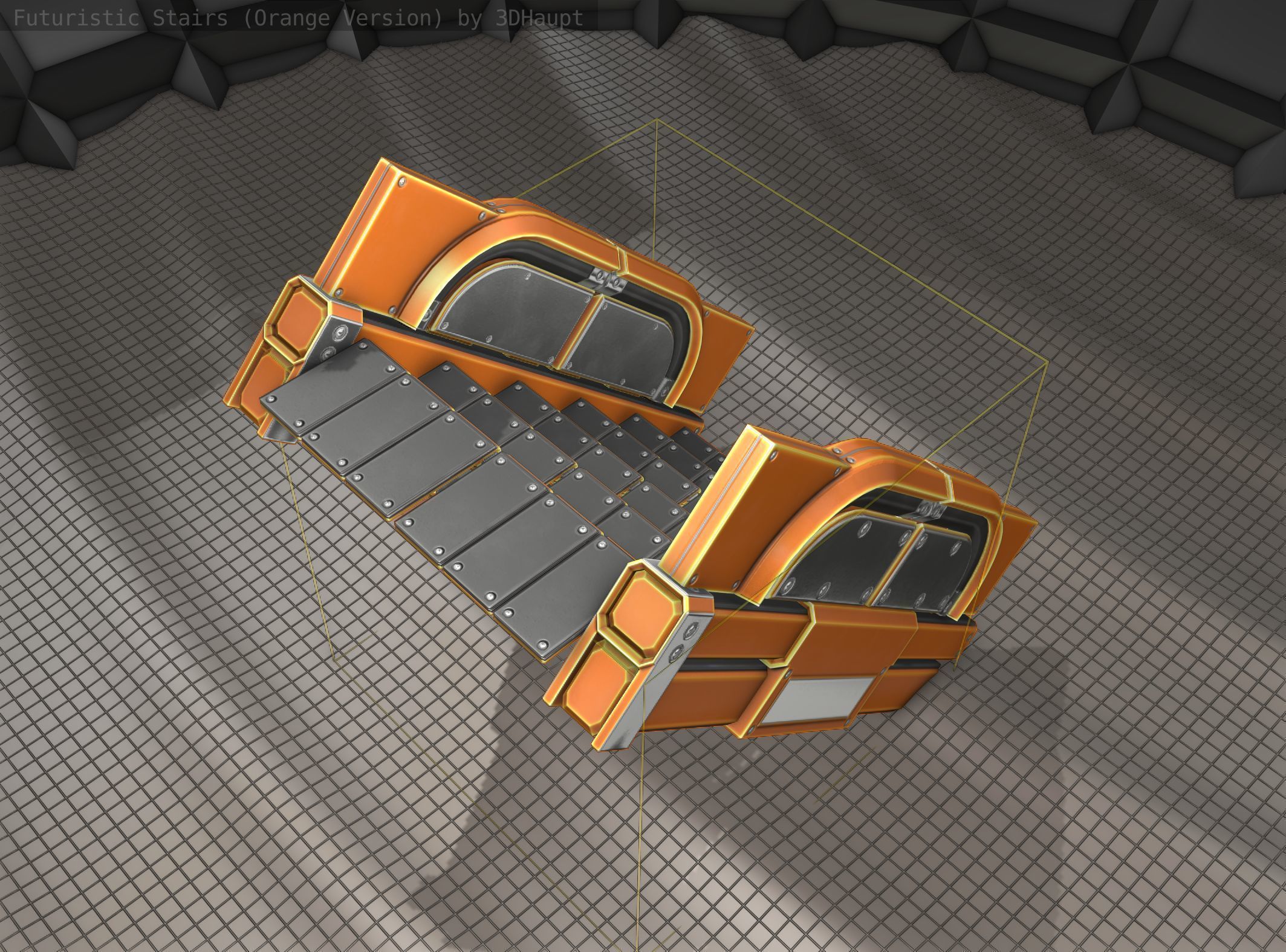 Sci-Fi Stairs - 22 - Orange Version  Low-poly 3D model_16