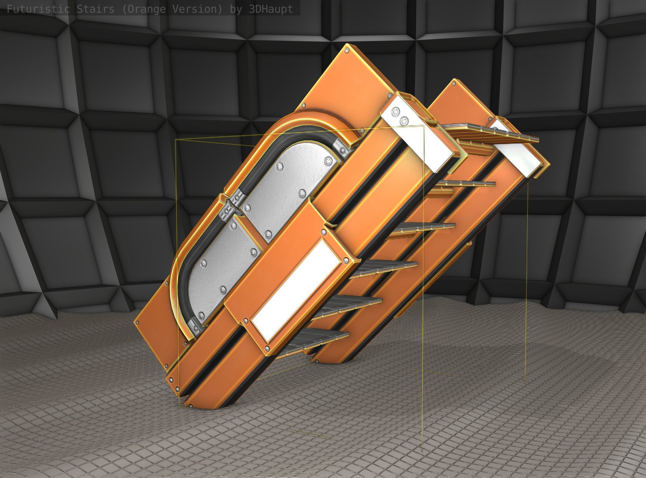 Sci-Fi Stairs - 22 - Orange Version  Low-poly 3D model_2