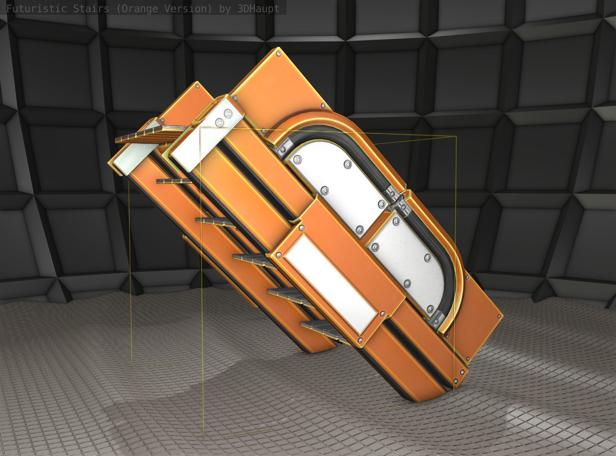 Sci-Fi Stairs - 22 - Orange Version  Low-poly 3D model_11