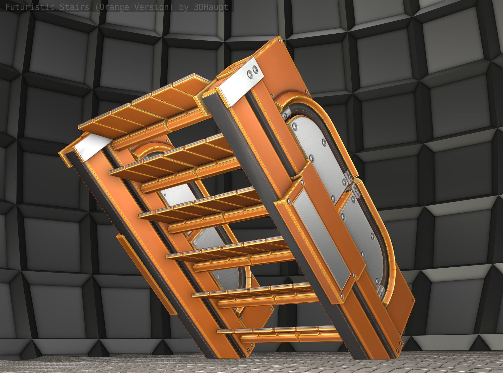 Sci-Fi Stairs - 22 - Orange Version  Low-poly 3D model_19