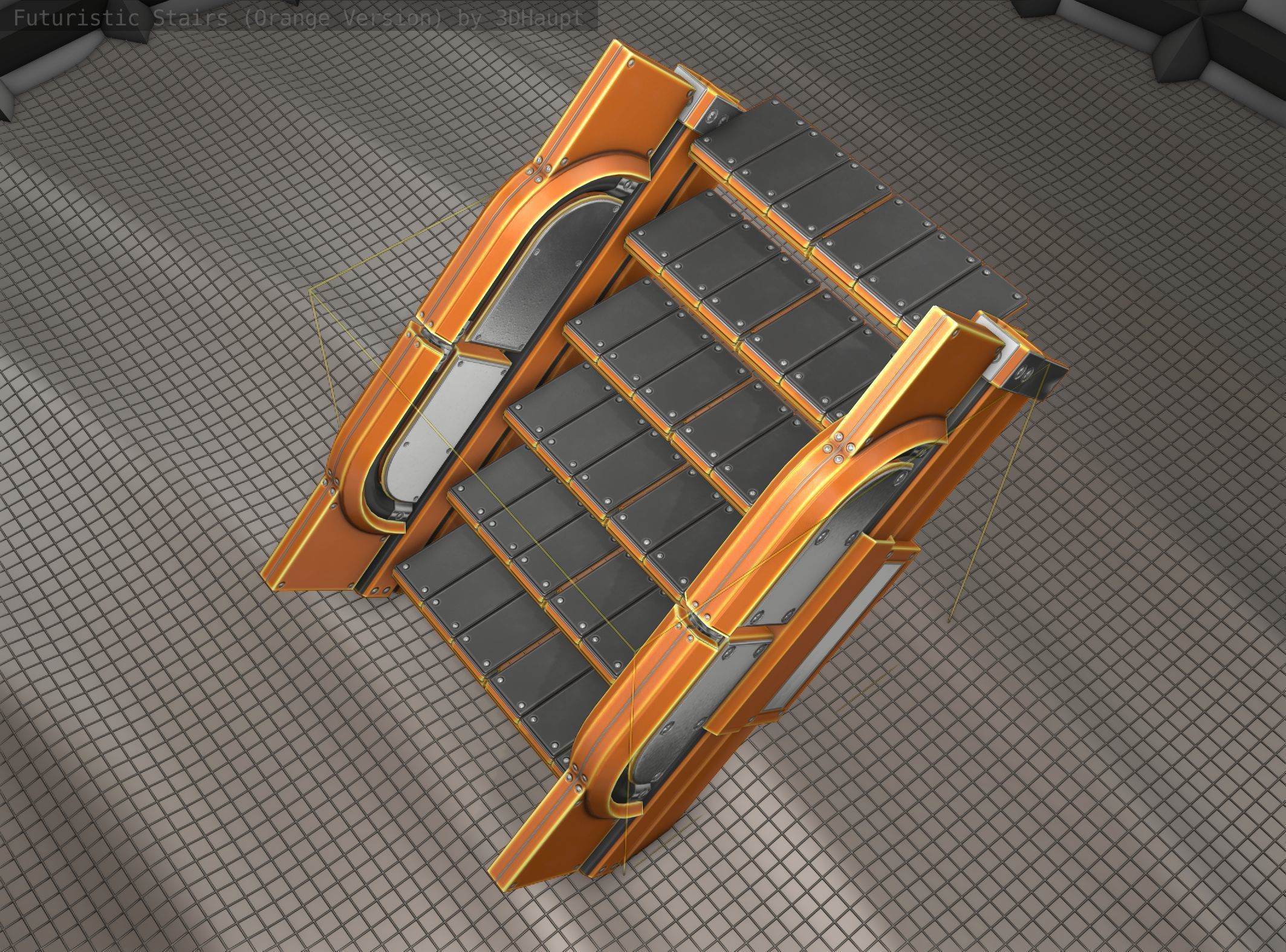 Sci-Fi Stairs - 22 - Orange Version  Low-poly 3D model_14