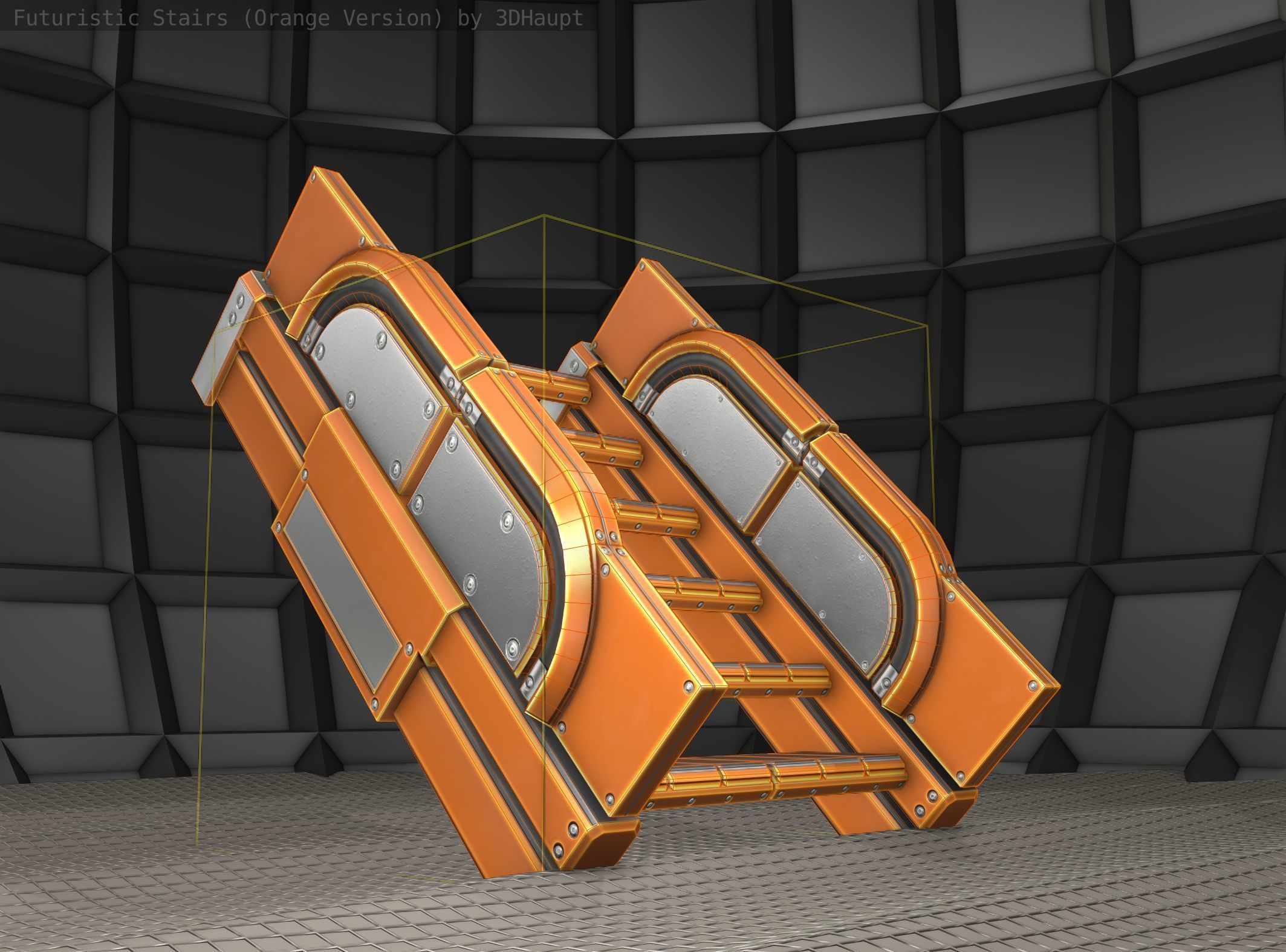 Sci-Fi Stairs - 22 - Orange Version  Low-poly 3D model_20