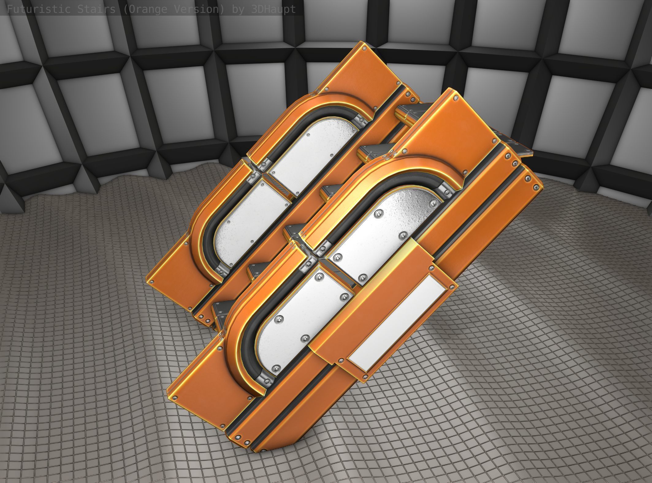 Sci-Fi Stairs - 23 - Orange Version Low-poly 3D model_24