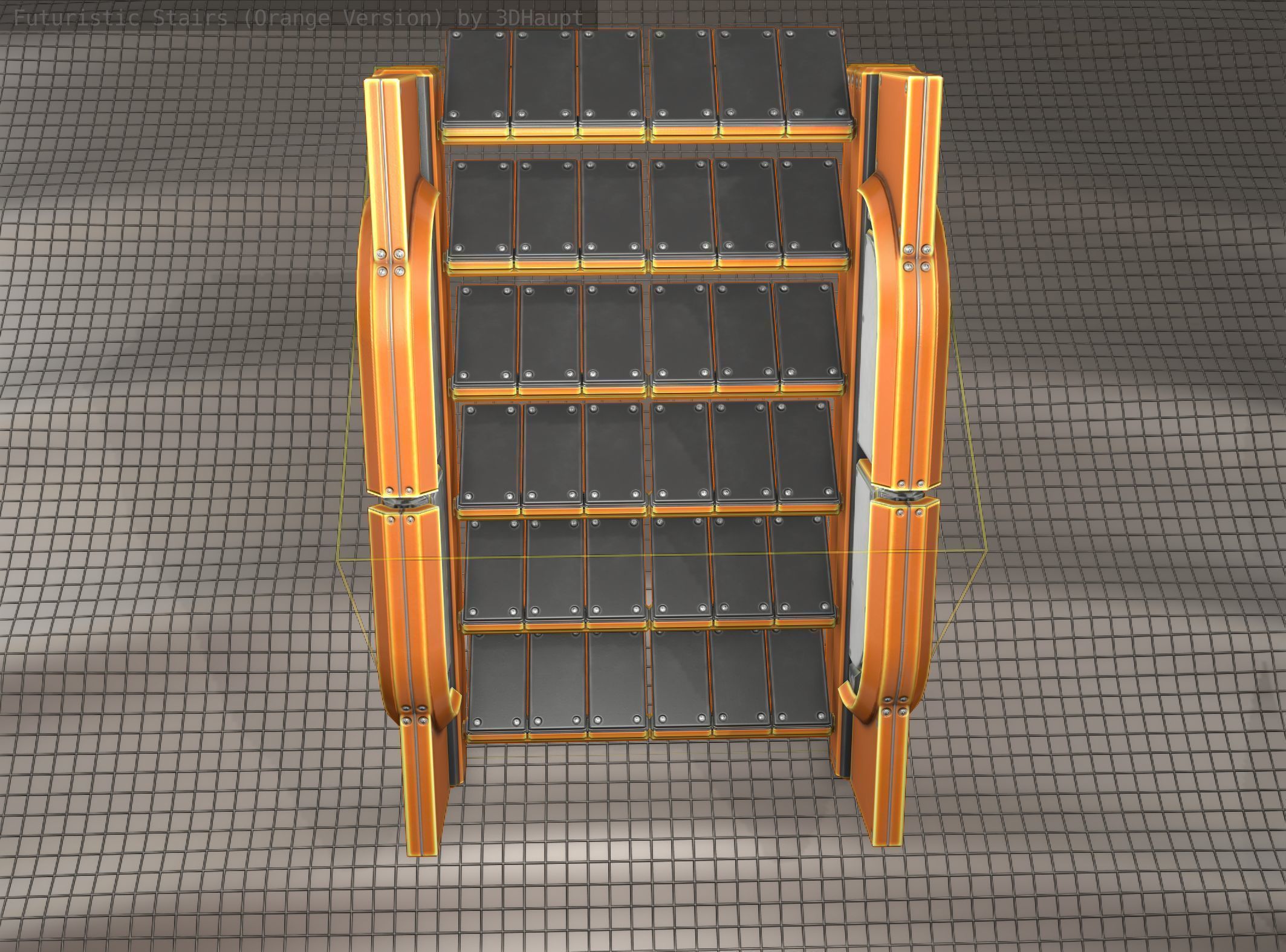 Sci-Fi Stairs - 23 - Orange Version Low-poly 3D model_15