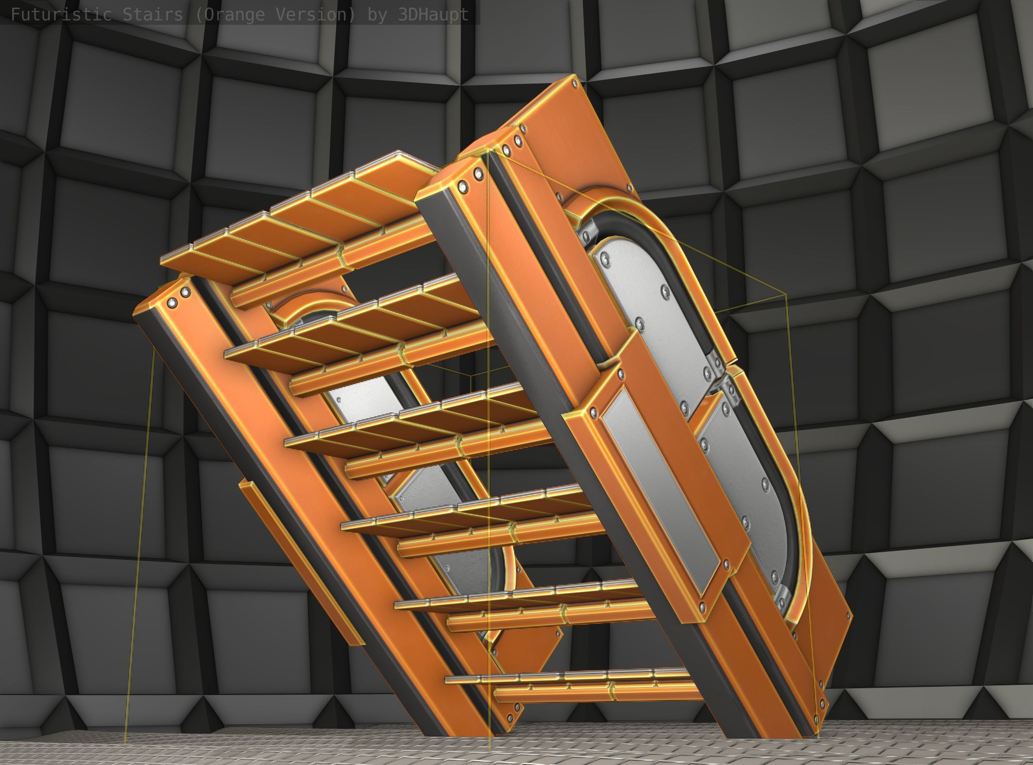 Sci-Fi Stairs - 23 - Orange Version Low-poly 3D model_2
