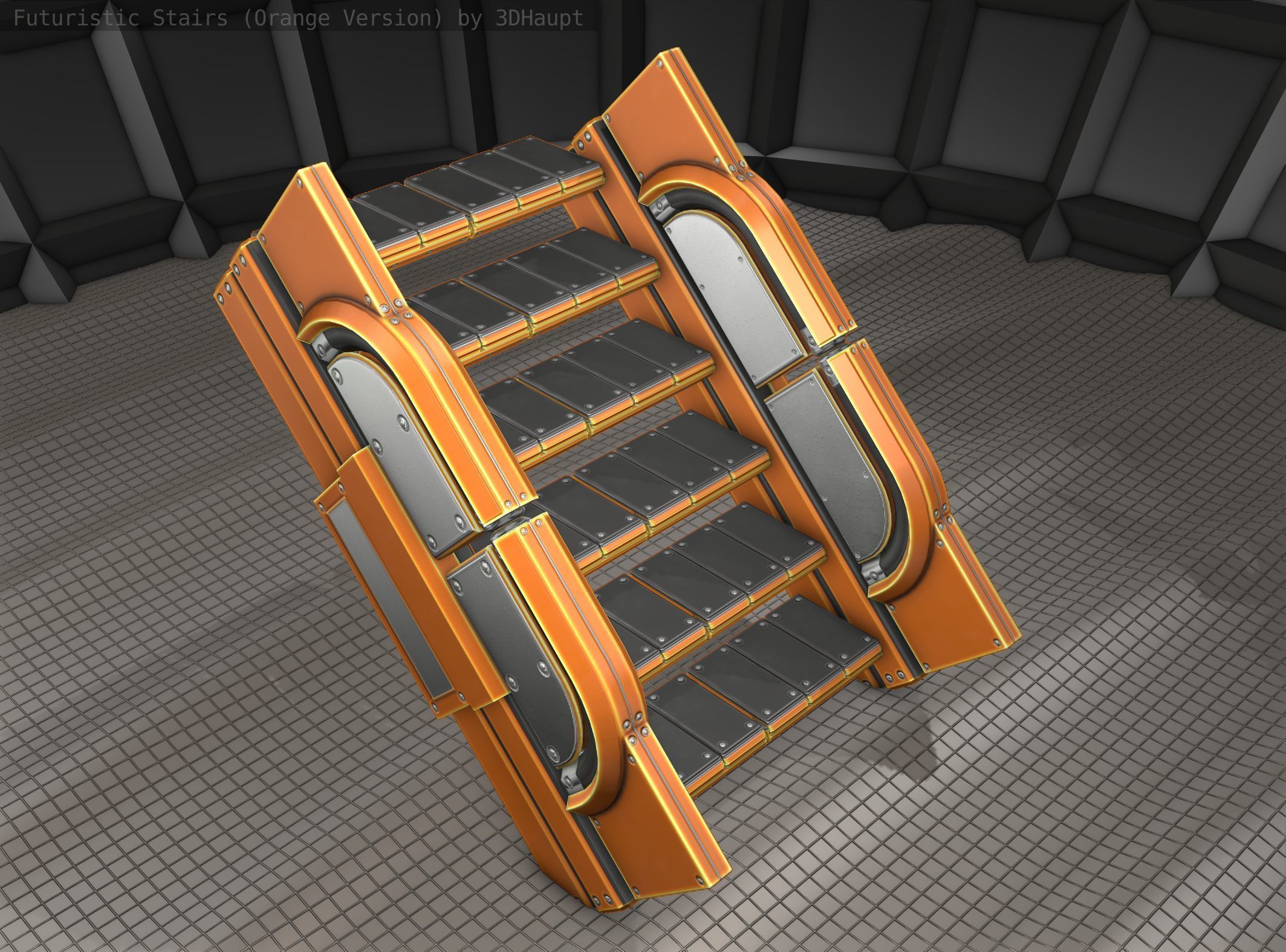 Sci-Fi Stairs - 23 - Orange Version Low-poly 3D model_22