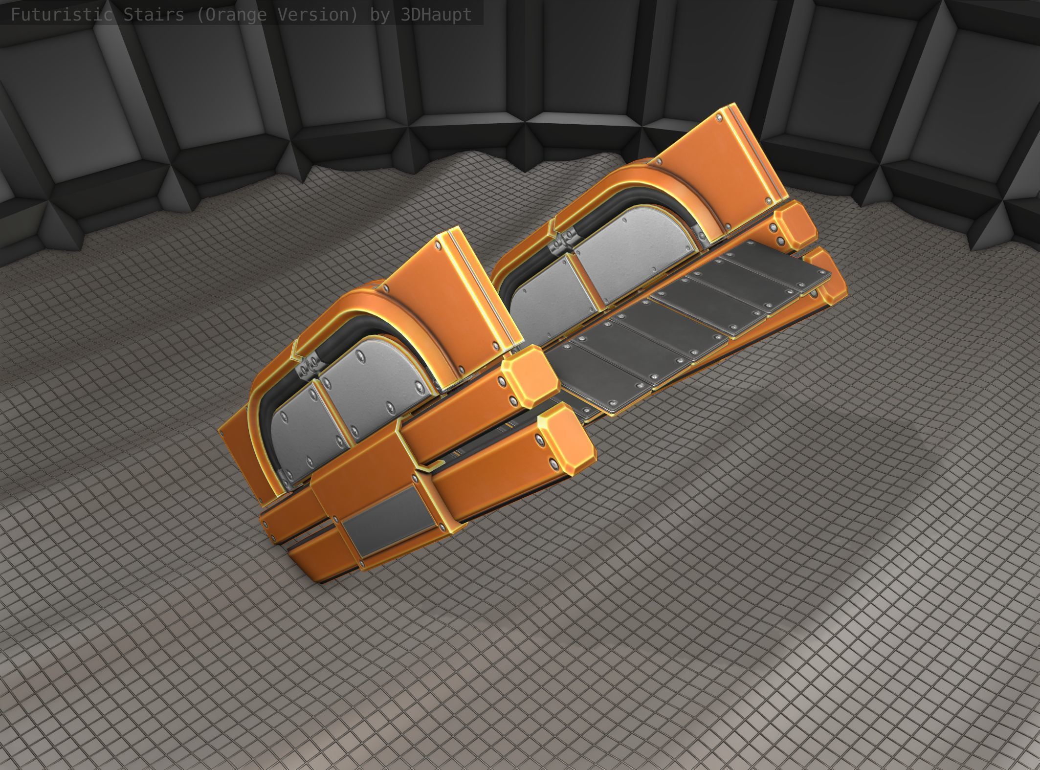 Sci-Fi Stairs - 23 - Orange Version Low-poly 3D model_5