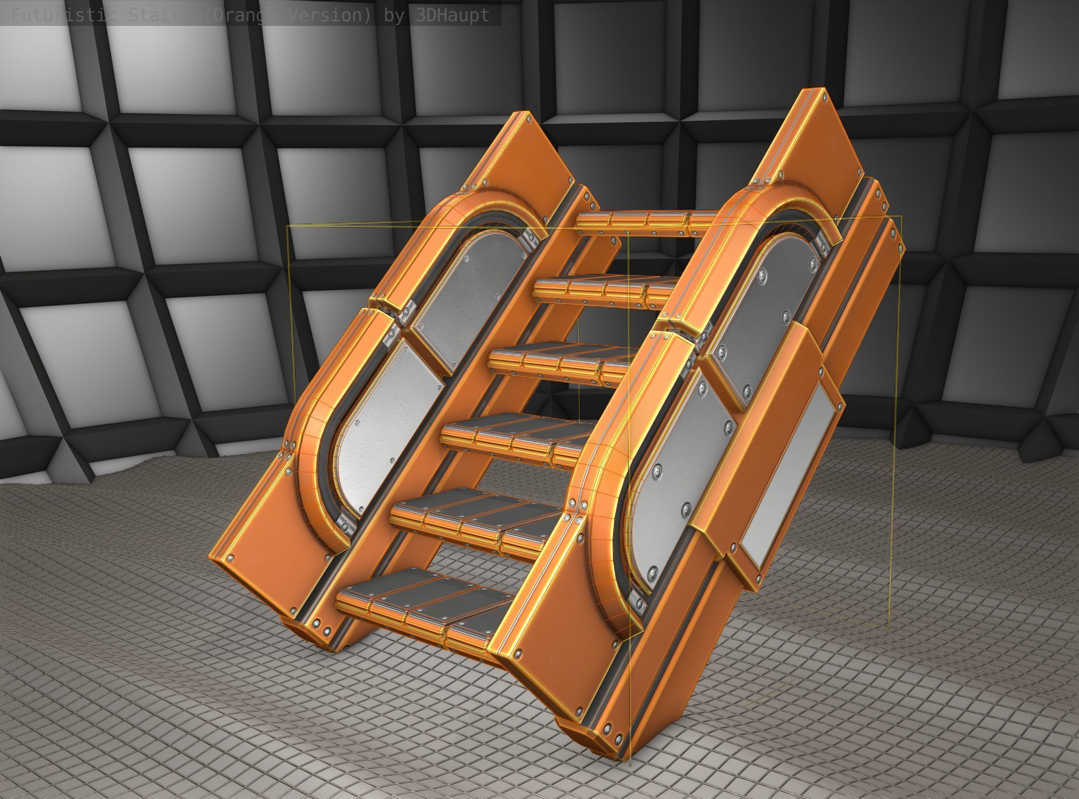 Sci-Fi Stairs - 23 - Orange Version Low-poly 3D model_23
