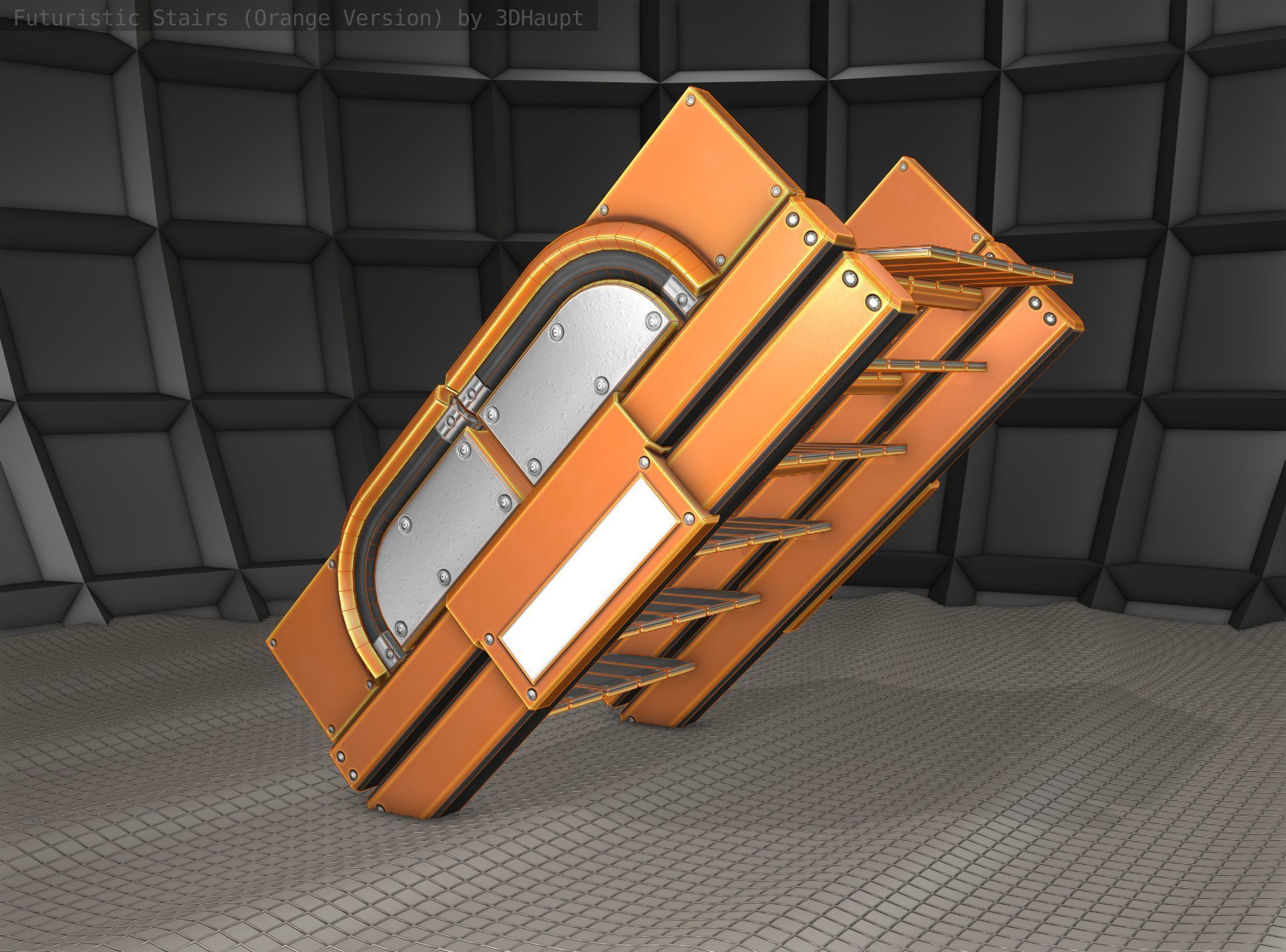 Sci-Fi Stairs - 23 - Orange Version Low-poly 3D model_11